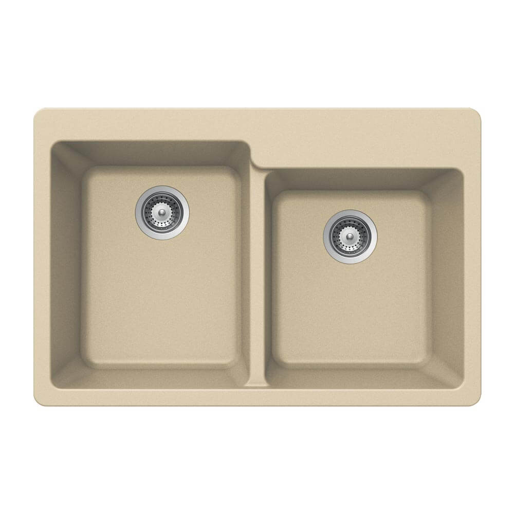 Houzer Quartztone 33" Granite Composite Drop-in Topmount 60/40 Double Bowl Kitchen Sink