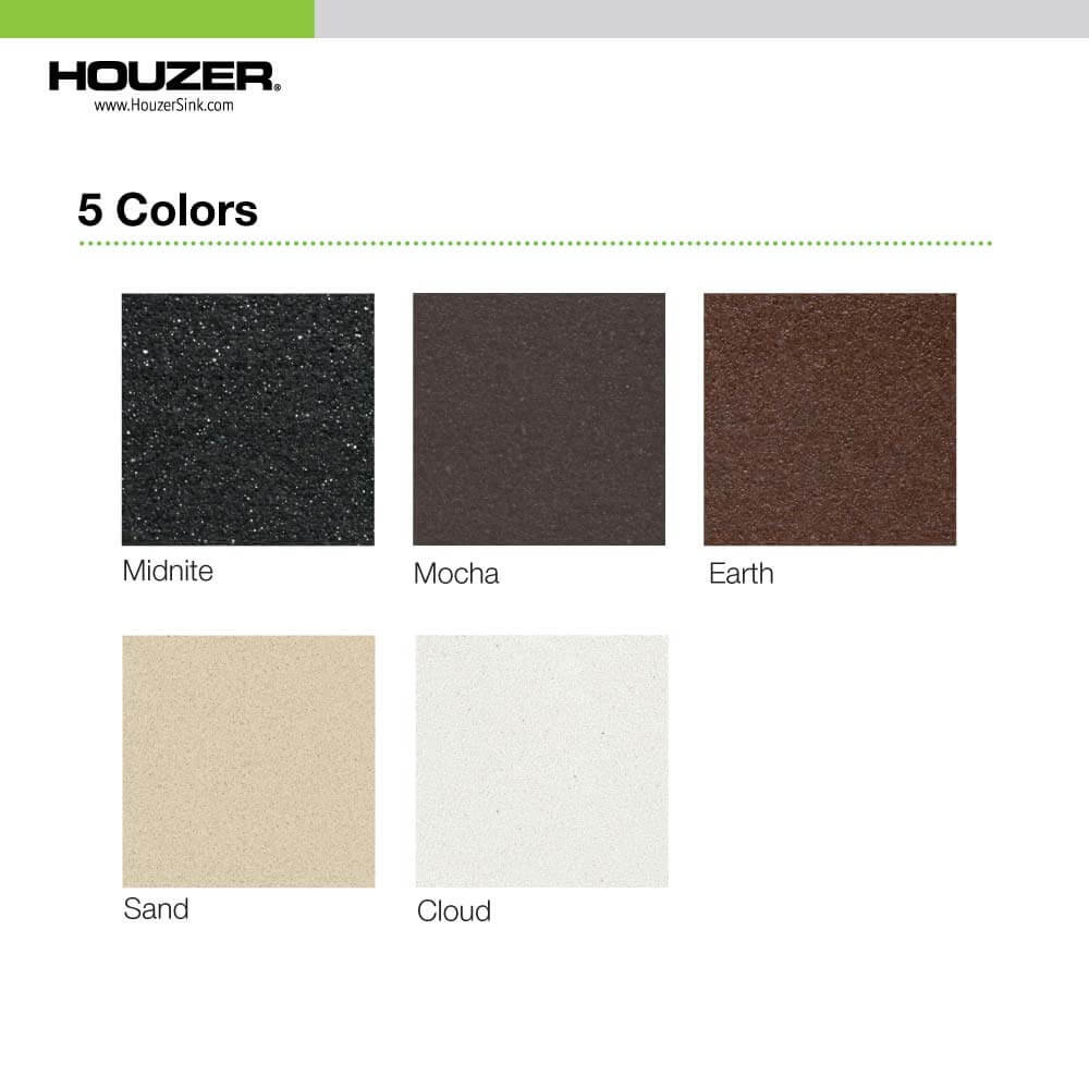 Houzer Quartztone 33" Granite Composite Undermount 60/40 Double Bowl Kitchen Sink