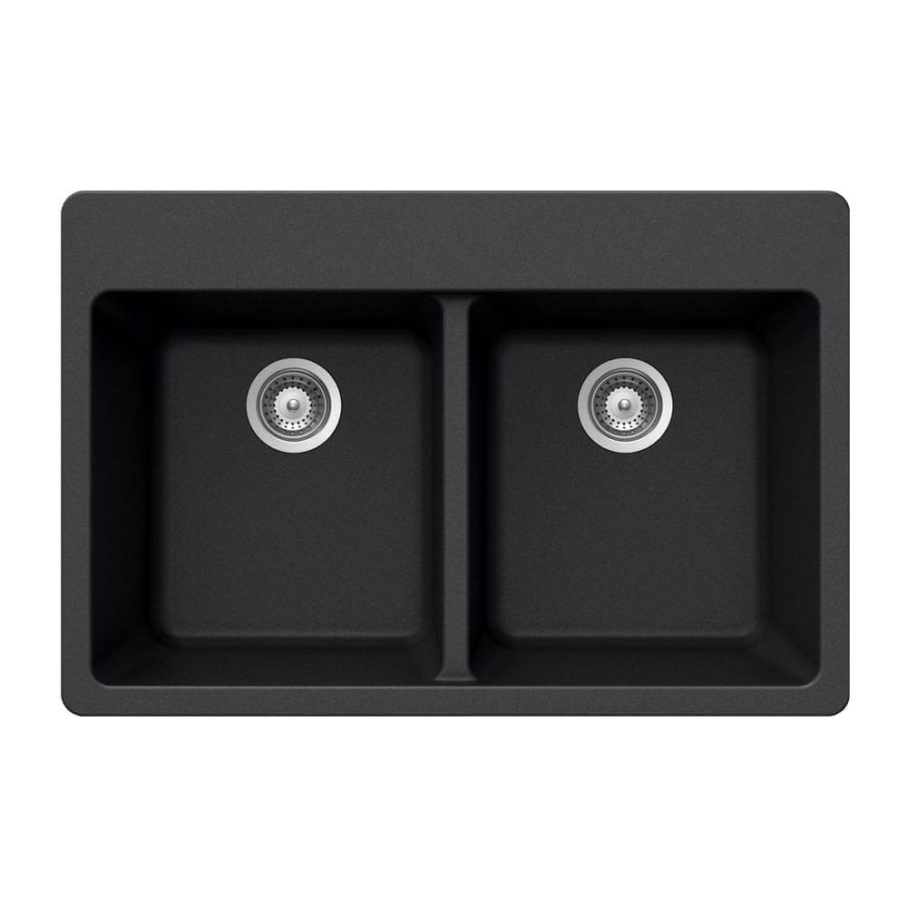 Houzer Cassiano 33 inch Granite Composite Drop-in Topmount 50/50 Double Bowl Kitchen Sink - M-200