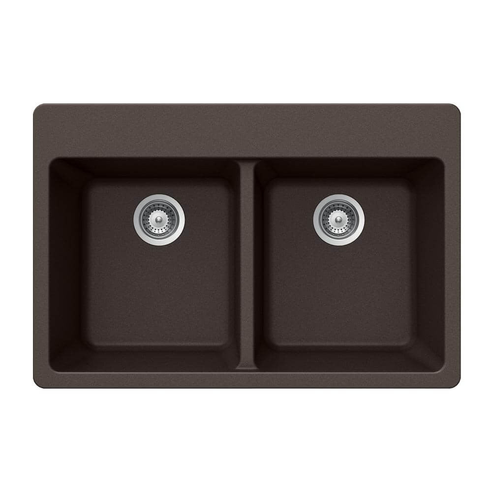 Houzer Cassiano 33 inch Granite Composite Drop-in Topmount 50/50 Double Bowl Kitchen Sink - M-200