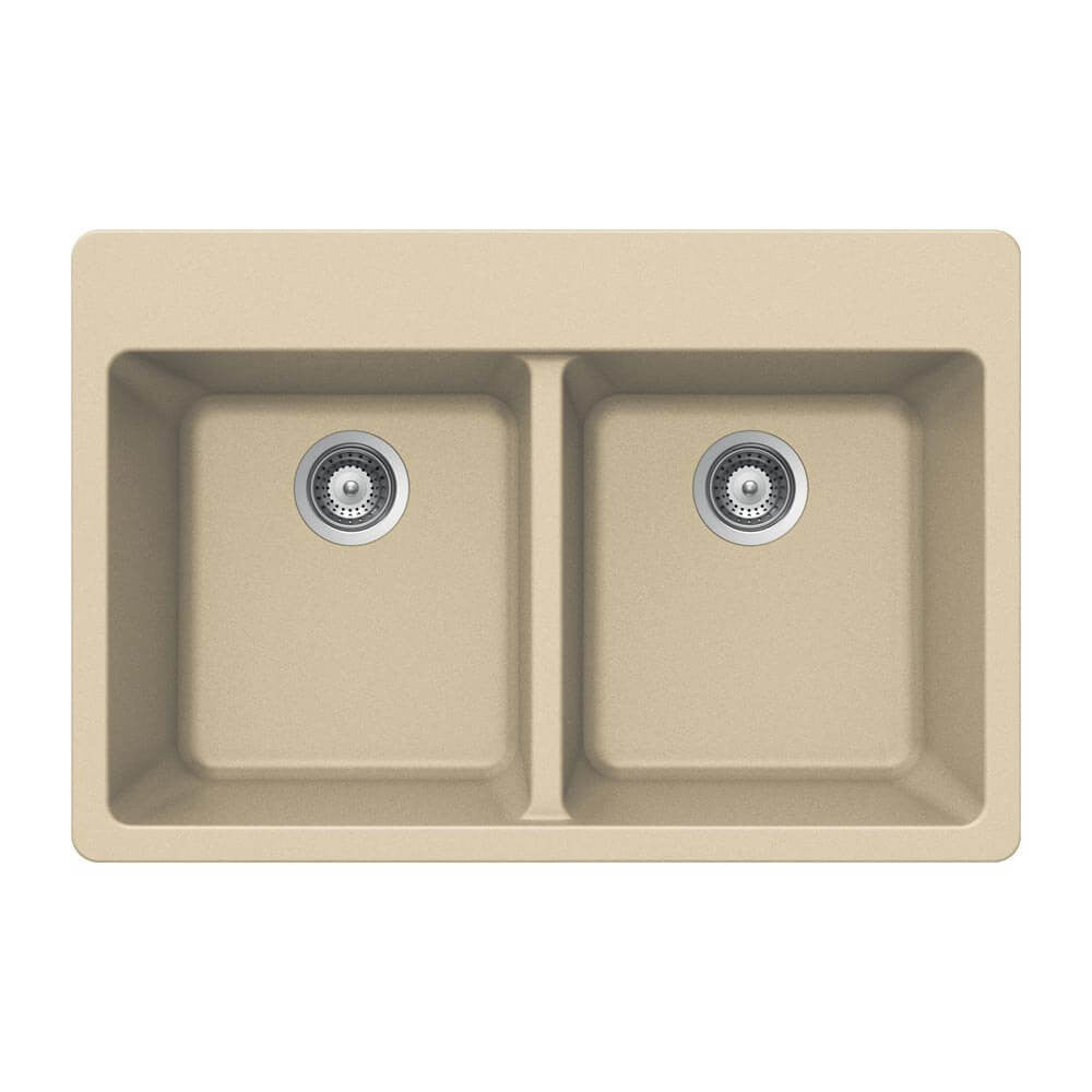 Houzer Cassiano 33 inch Granite Composite Drop-in Topmount 50/50 Double Bowl Kitchen Sink - M-200