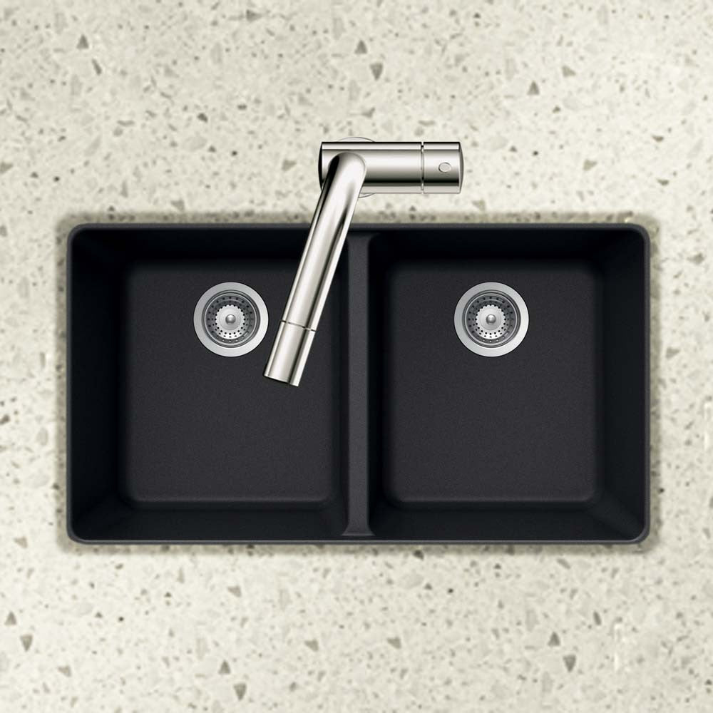 Houzer Cassiano 33 inch Granite Composite Undermount 50/50 Double Bowl Kitchen Sink - M-200U
