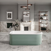 MAIDSTONE | DXV 67-Inch White Cast Iron Roll Top Skirted Tub