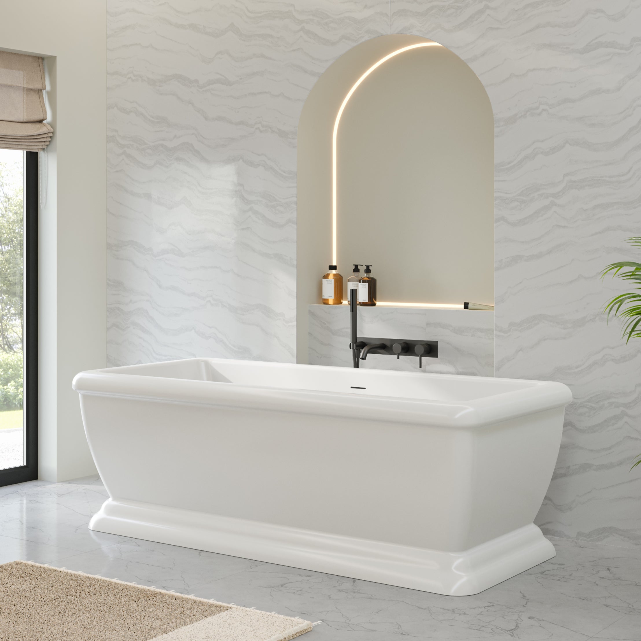 MAIDSTONE | DXV Evora 68 Inch Double Ended Pedestal Freestanding Bathtub
