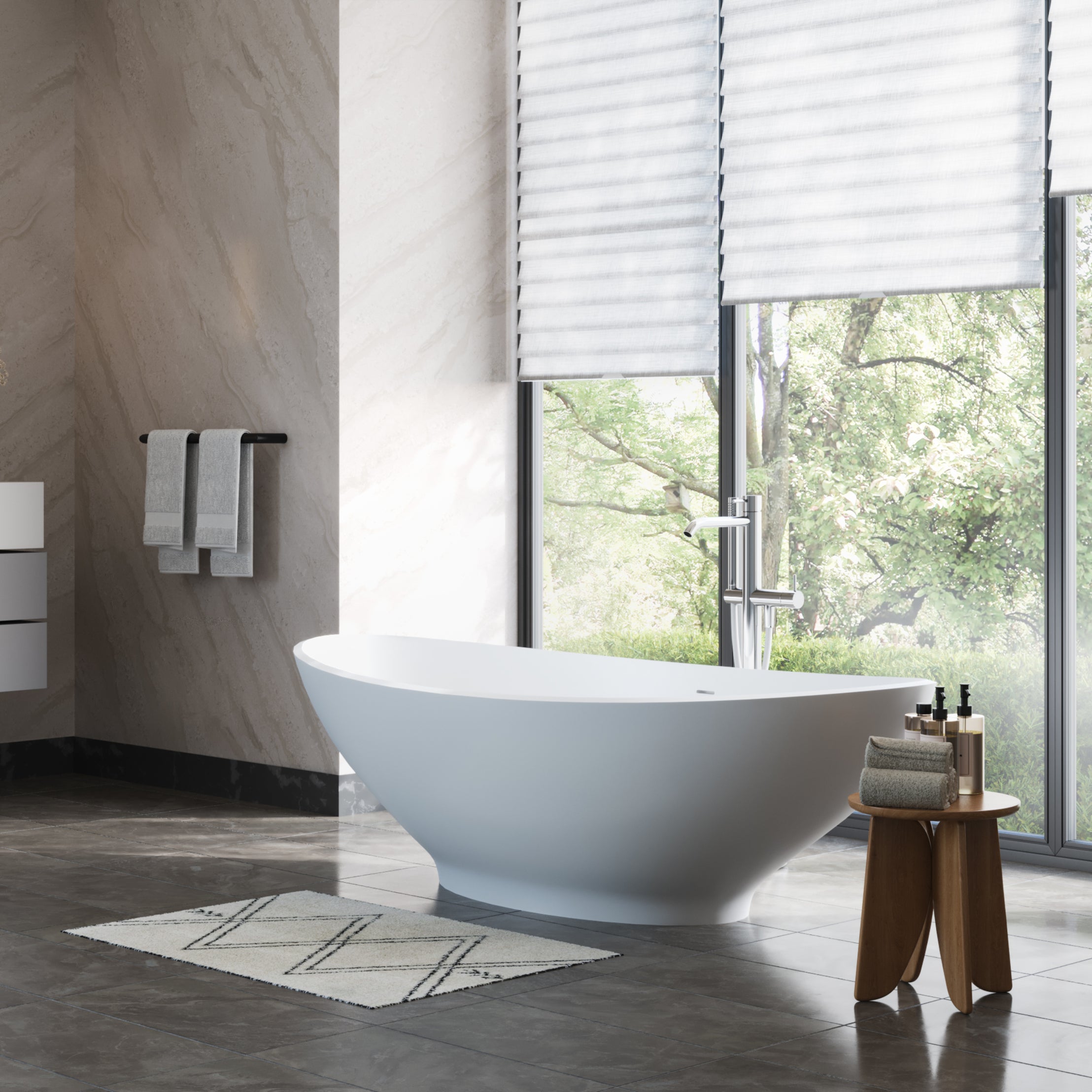 MAIDSTONE | DXV Grasse 75 Inch Resin Double Slipper Matte Tub