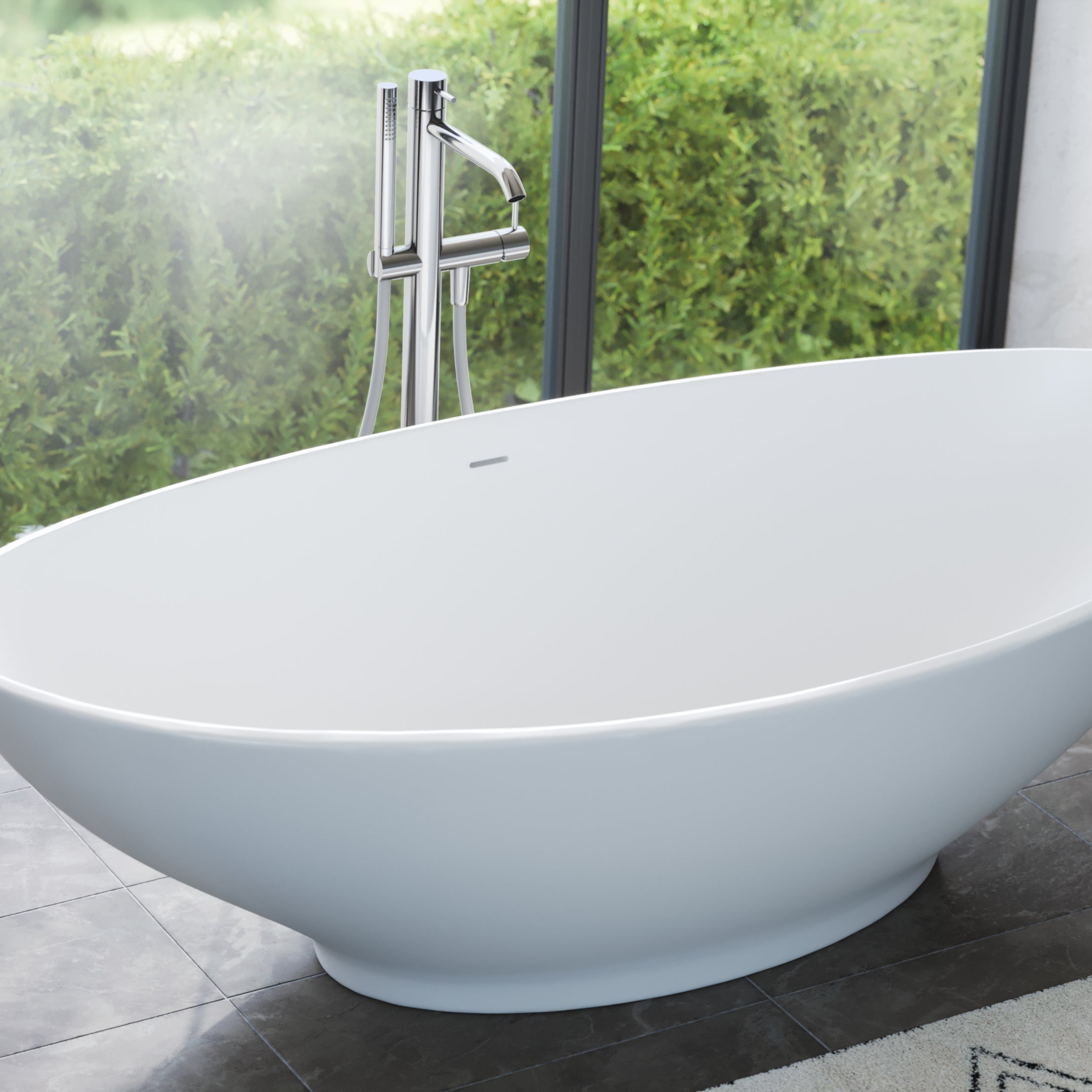 MAIDSTONE | DXV Grasse 75 Inch Resin Double Slipper Matte Tub