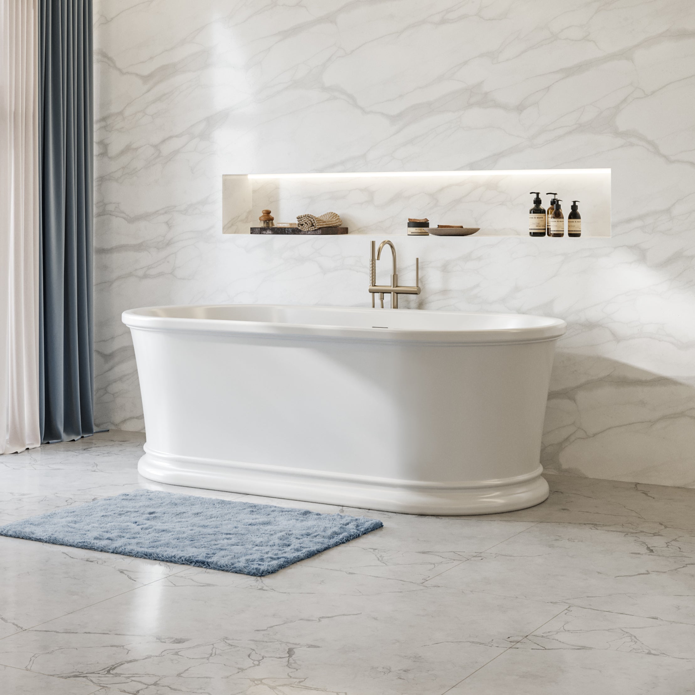 MAIDSTONE | DXV Heston 66" Double Ended Acrylic Freestanding Tub