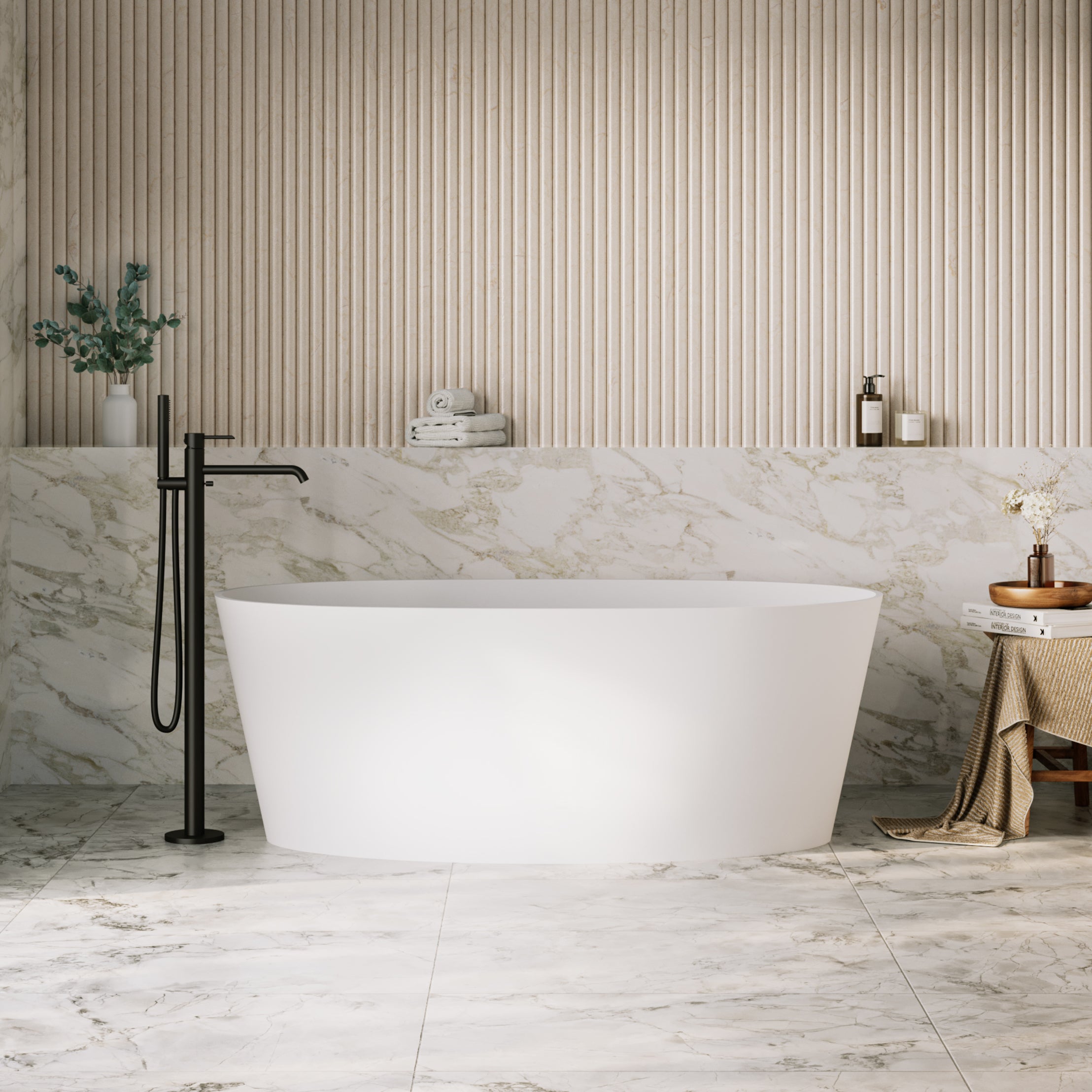 MAIDSTONE | DXV Marseille 59 Inch Resin Double Ended Matte Tub