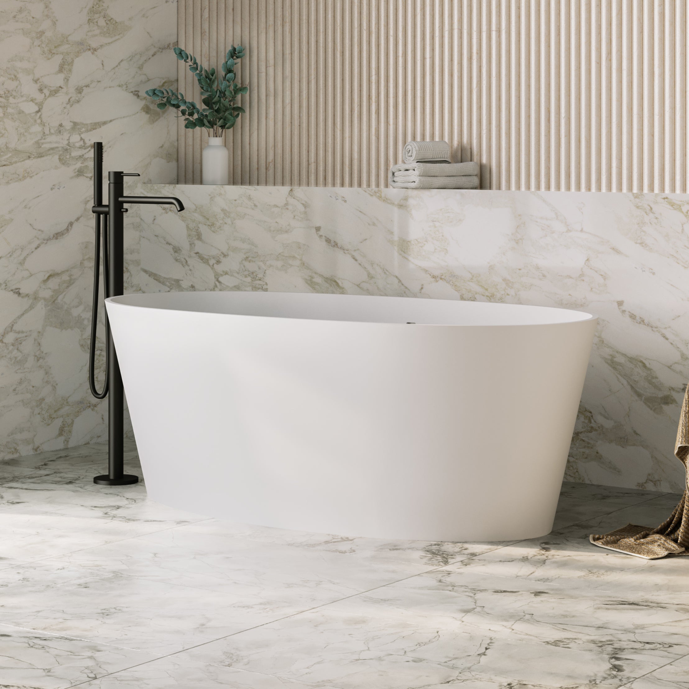 MAIDSTONE | DXV Marseille 59 Inch Resin Double Ended Matte Tub