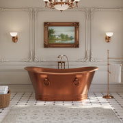 MAIDSTONE | DXV Santiago 71 Inch Copper Freestanding Double Slipper Bathtub - Medium Copper