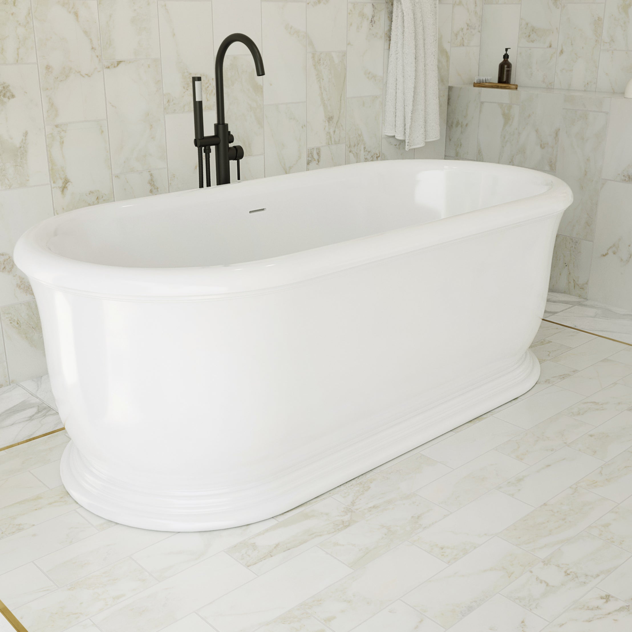 MAIDSTONE | DXV Slyph 71 Inch Resin Double Ended Freestanding Tub - No Faucet Drillings