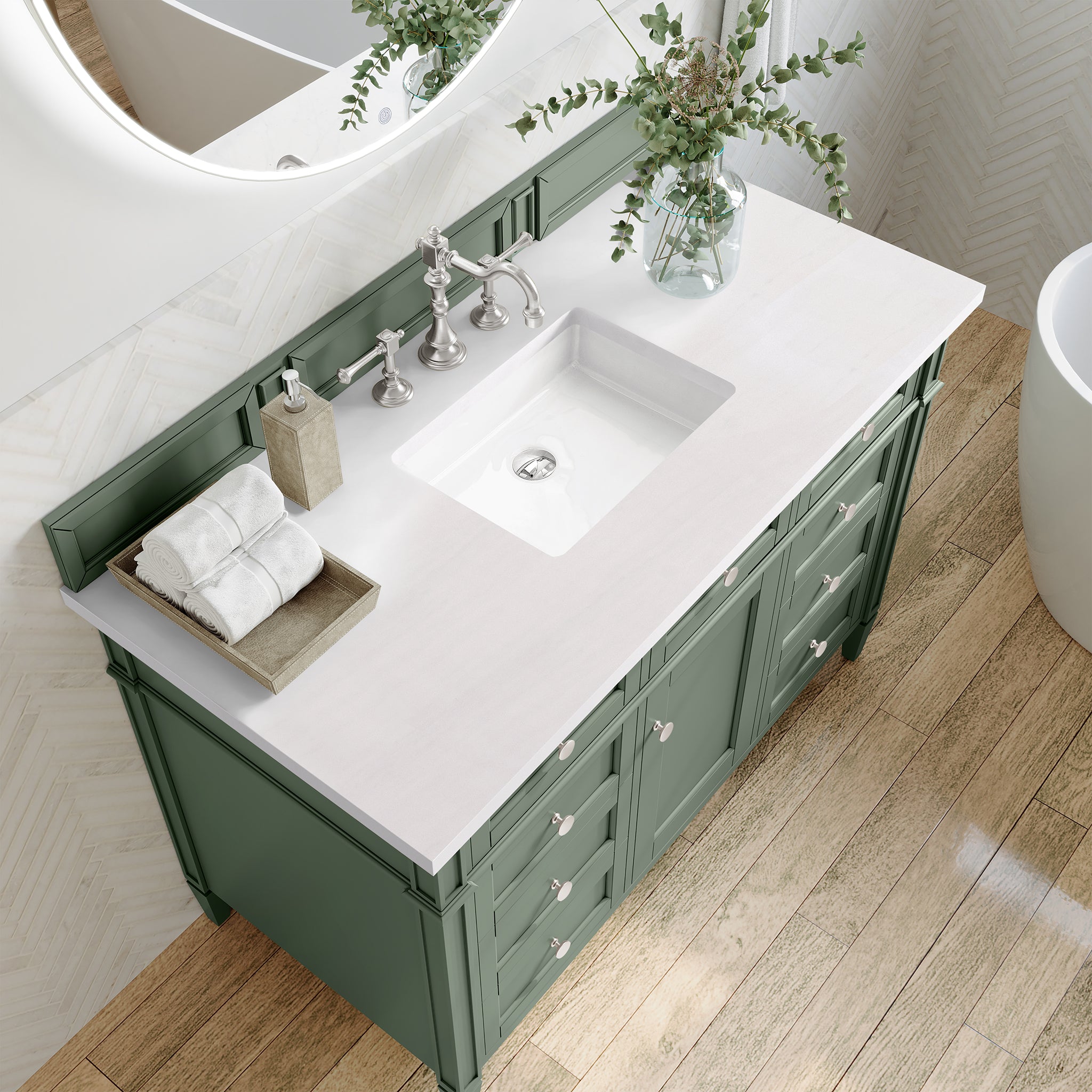 James Martin Brittany 48" Single Vanity in Smokey Celadon with 3cm Countertop