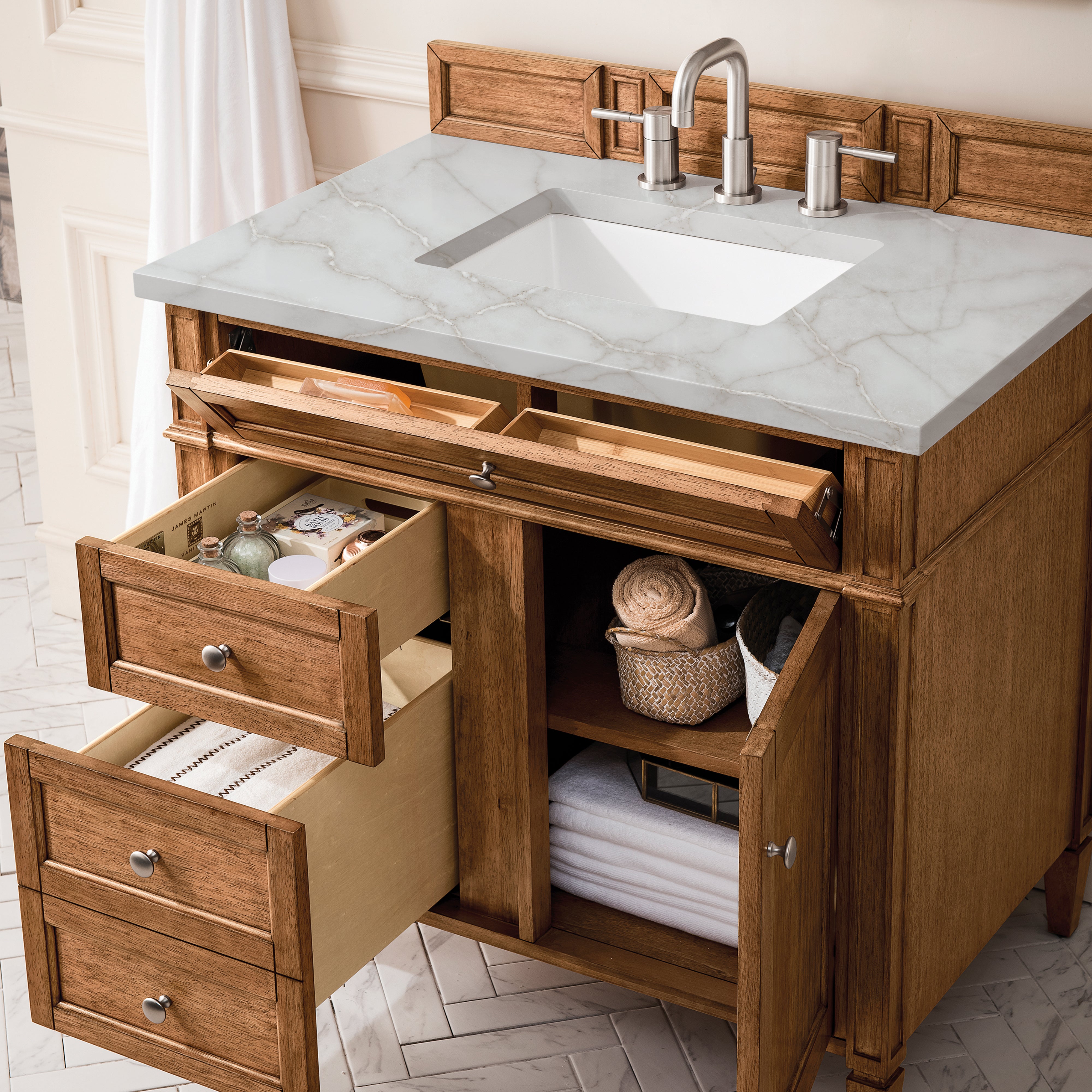 James Martin Brittany 36" Single Vanity in Saddle Brown with 3cm Countertop