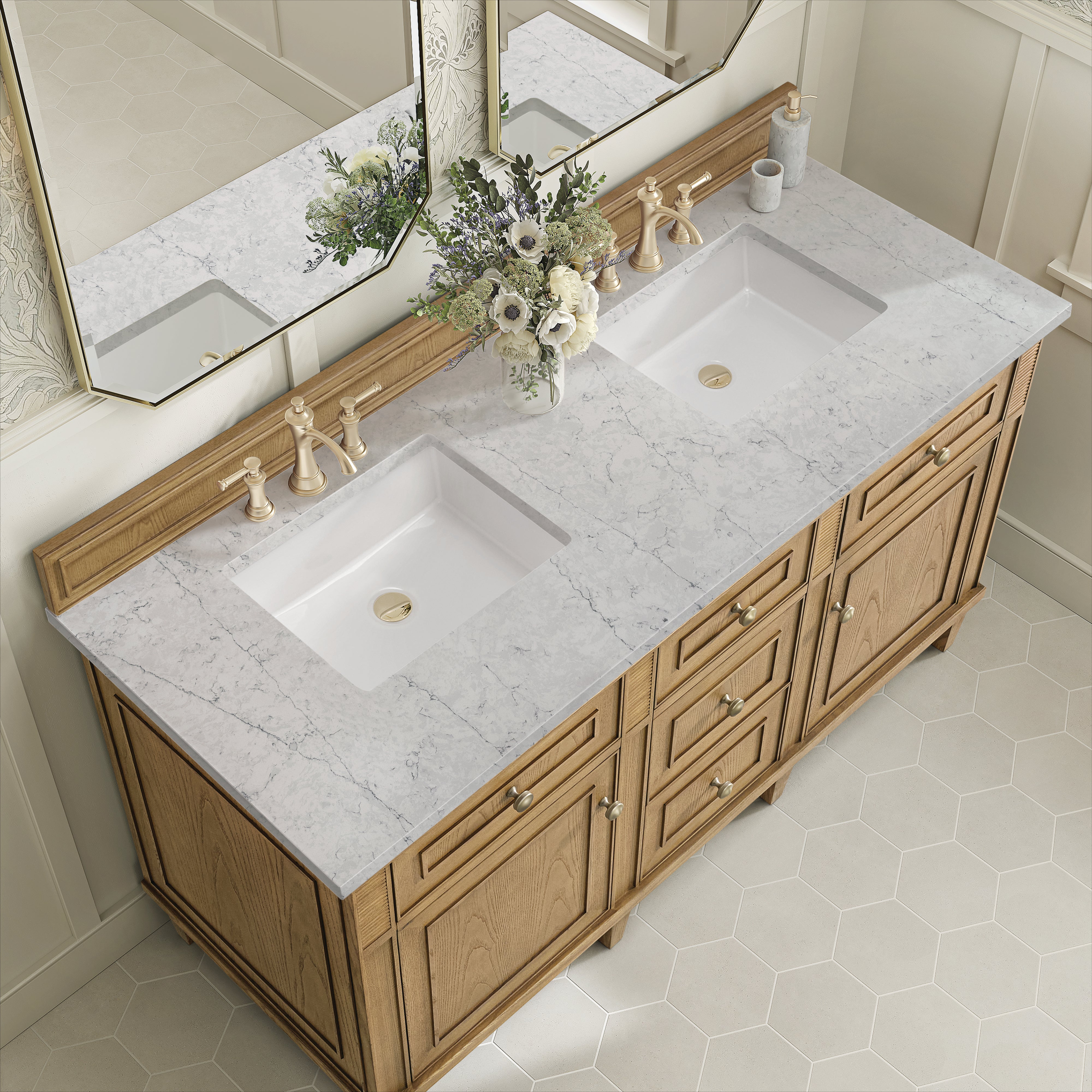 James Martin Lorelai 60" Double Vanity in Light Natural Oak with 3cm Countertop
