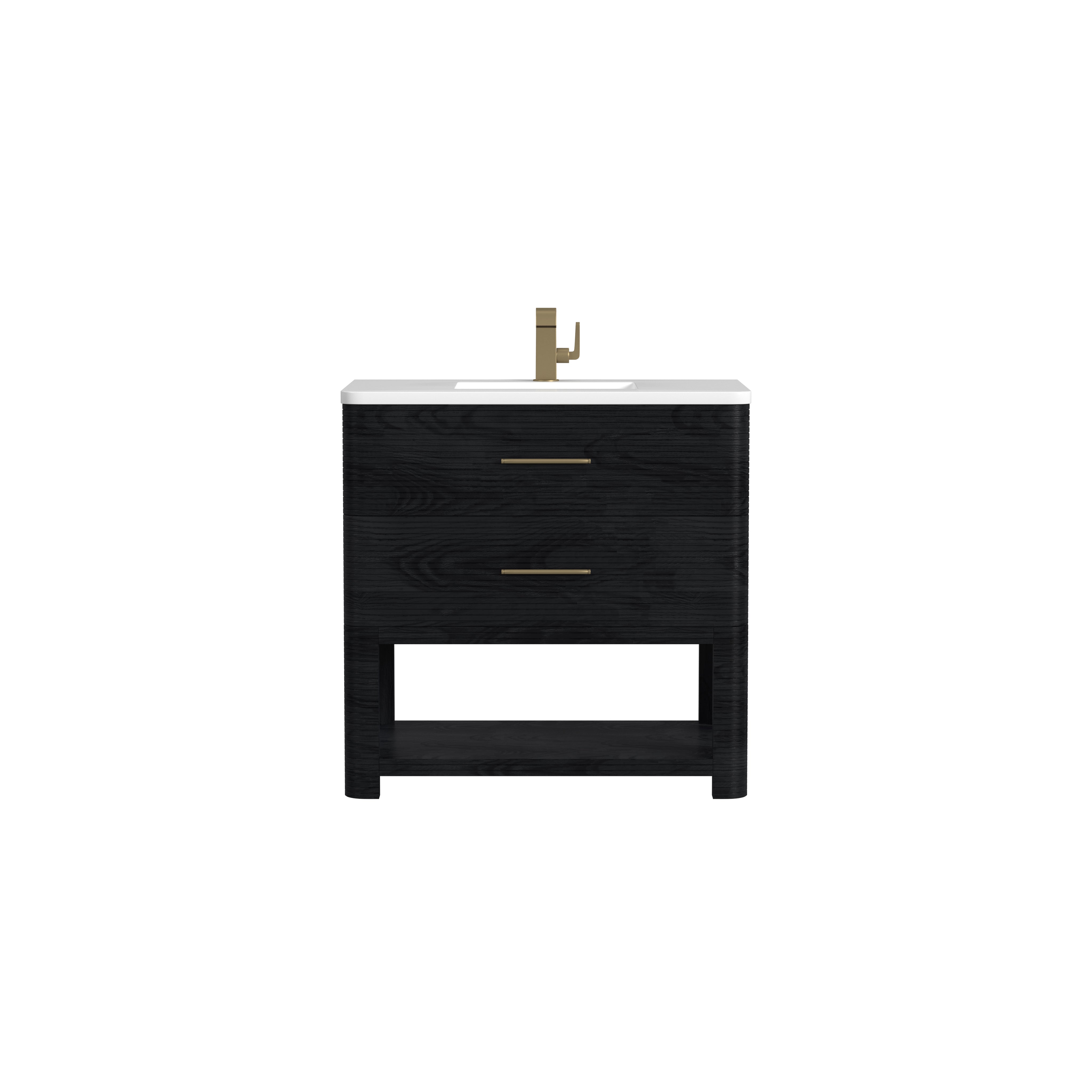 James Martin Lucian 36" Single Vanity in Carbon Oak with 3cm Countertop