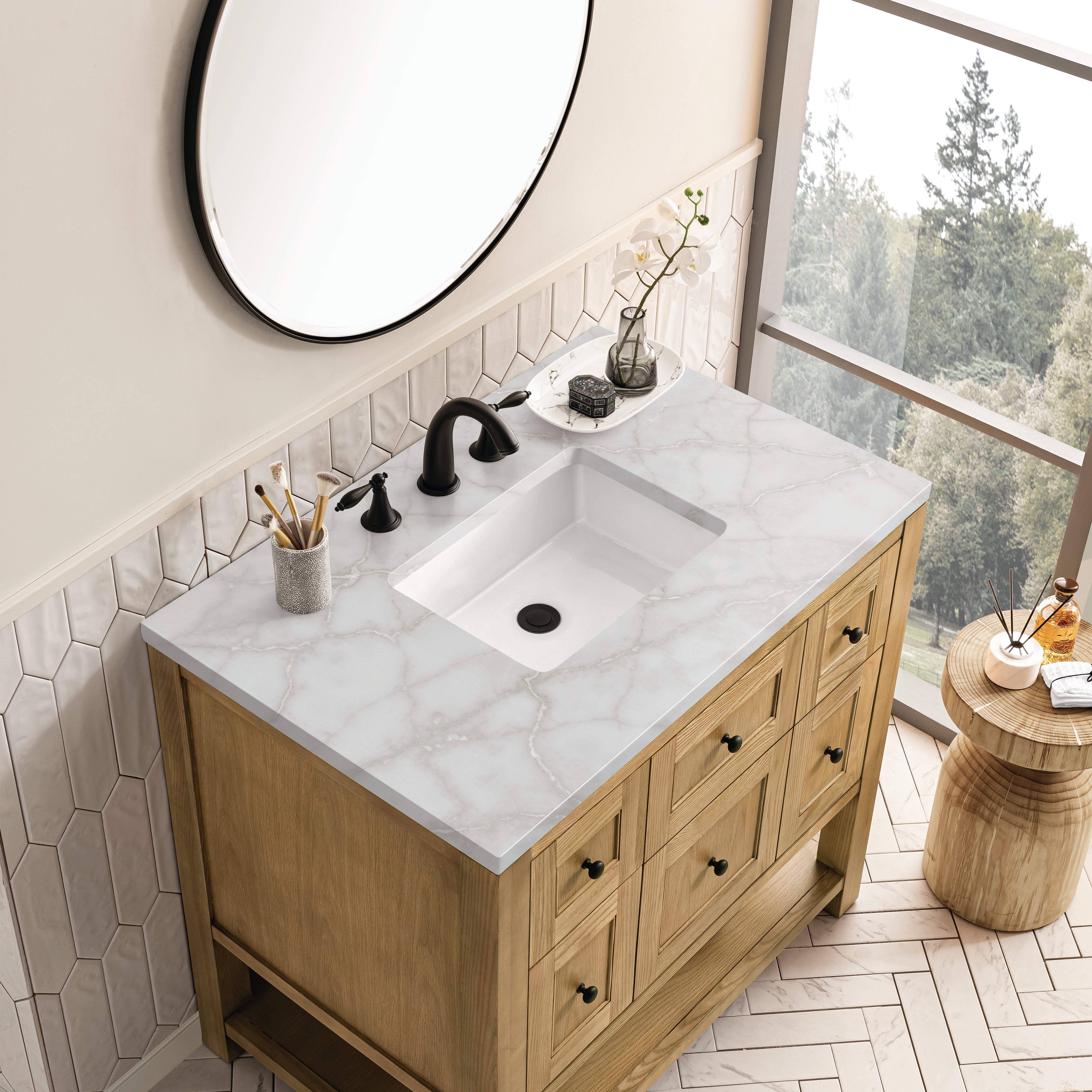 James Martin Breckenridge 36" Single Vanity in Light Natural Oak with 3cm Countertop