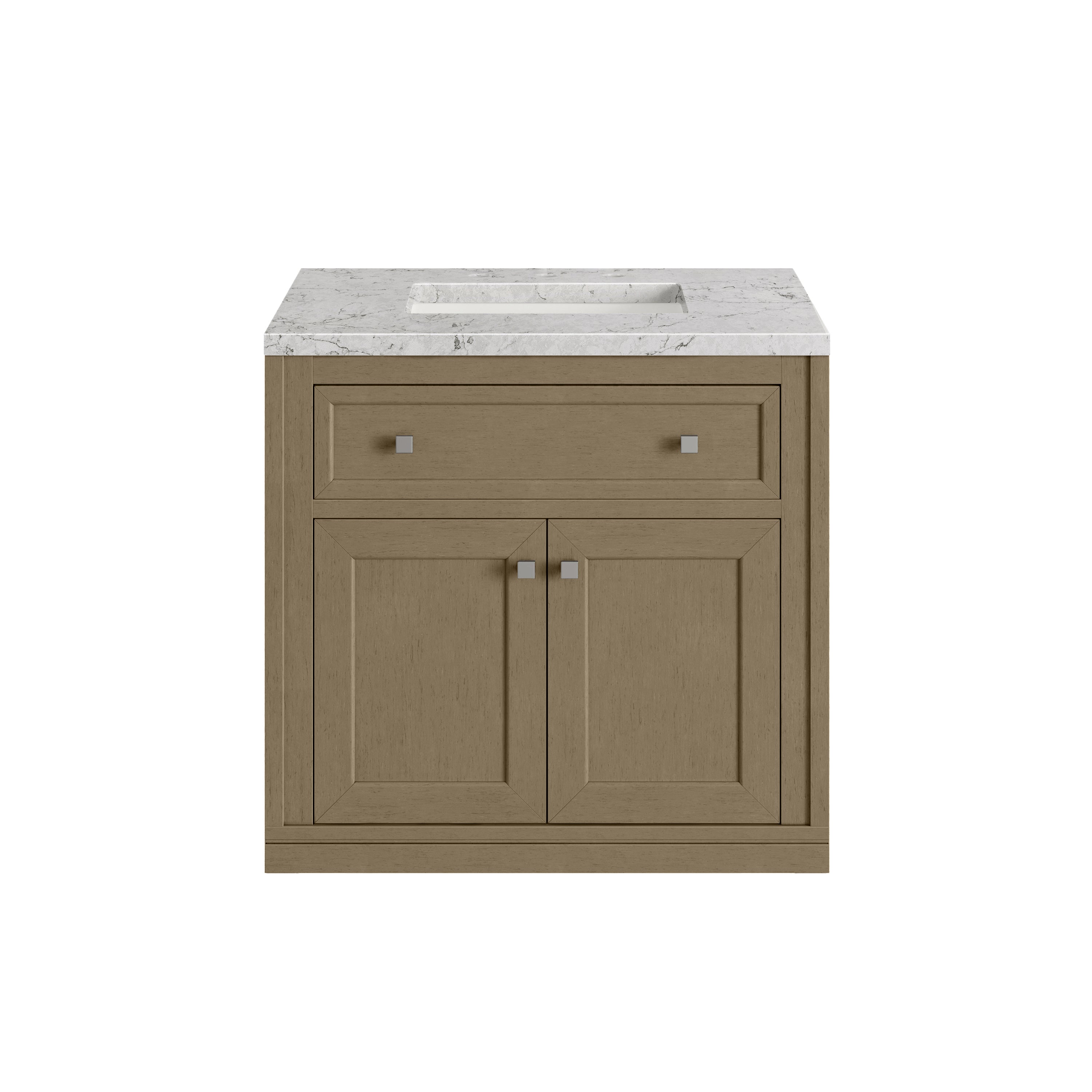 James Martin Chicago 30" Single Vanity in Walnut Whisper with 3cm Countertop