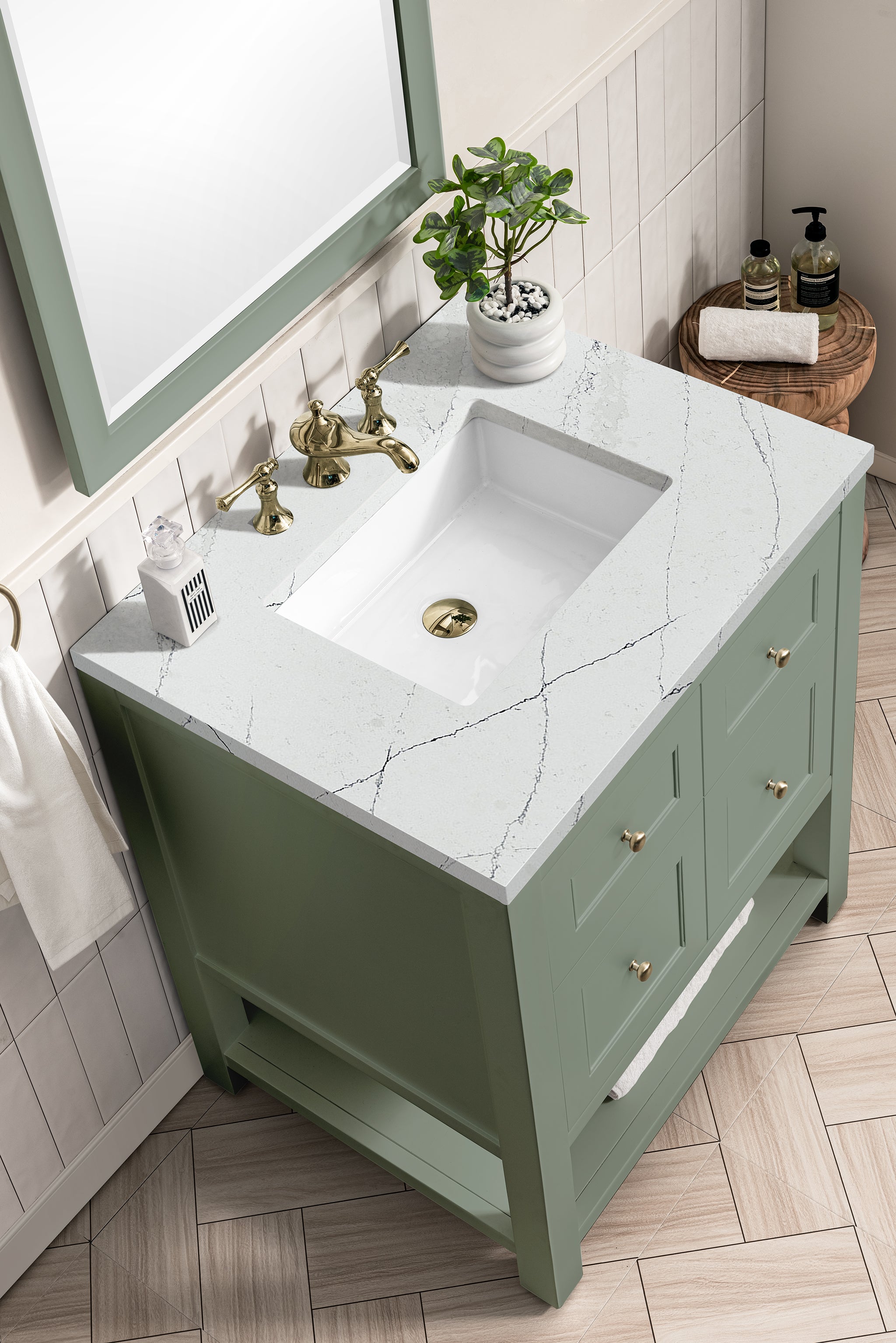 James Martin Breckenridge 30" Single Vanity in Smokey Celadon with 3cm Countertop