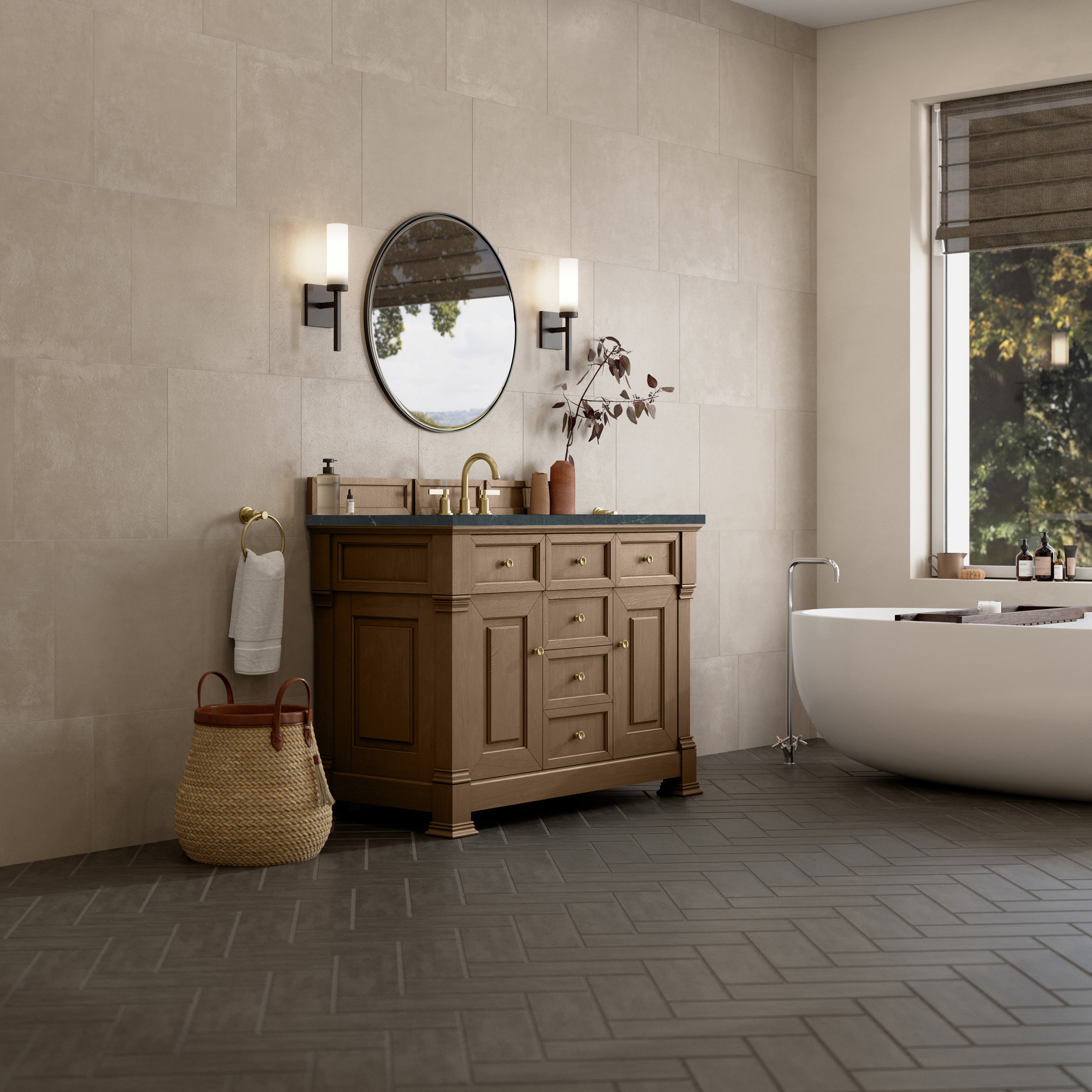 James Martin Brookfield 48" Single Vanity in Pecan with 3cm Countertop