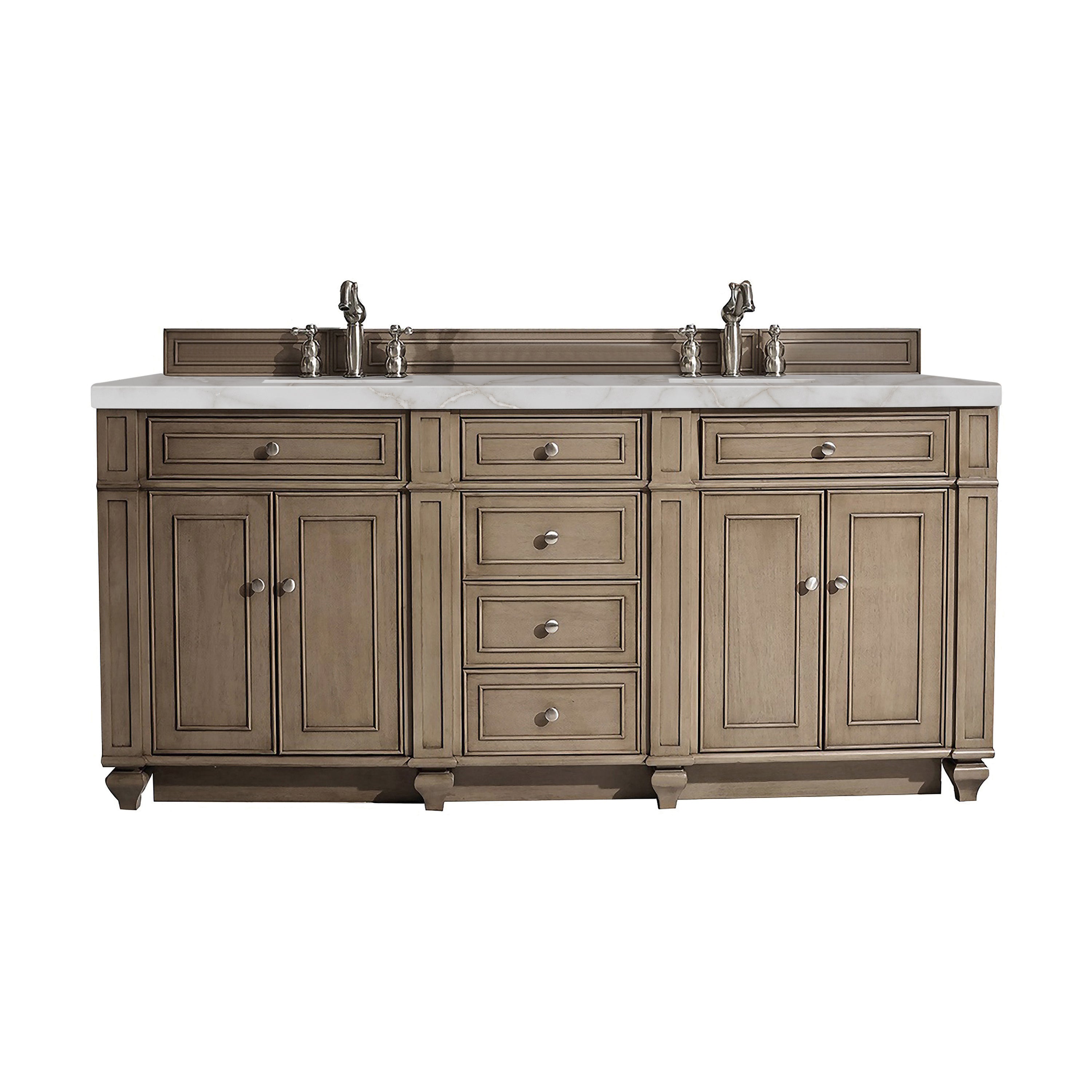James Martin Bristol 72" Double Vanity in Whitewashed Walnut with 3cm Countertop