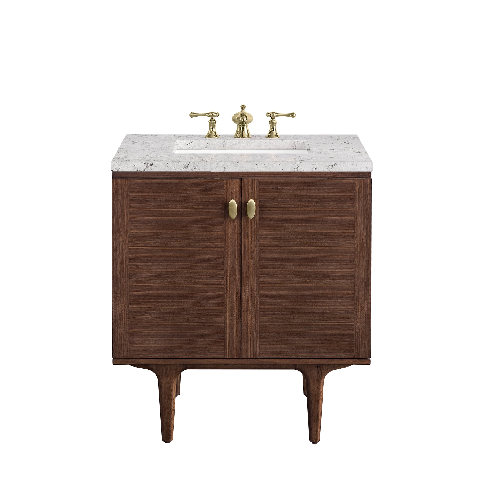 James Martin Amberly 30" Single Vanity in Mid-Century Walnut with 3cm Countertop