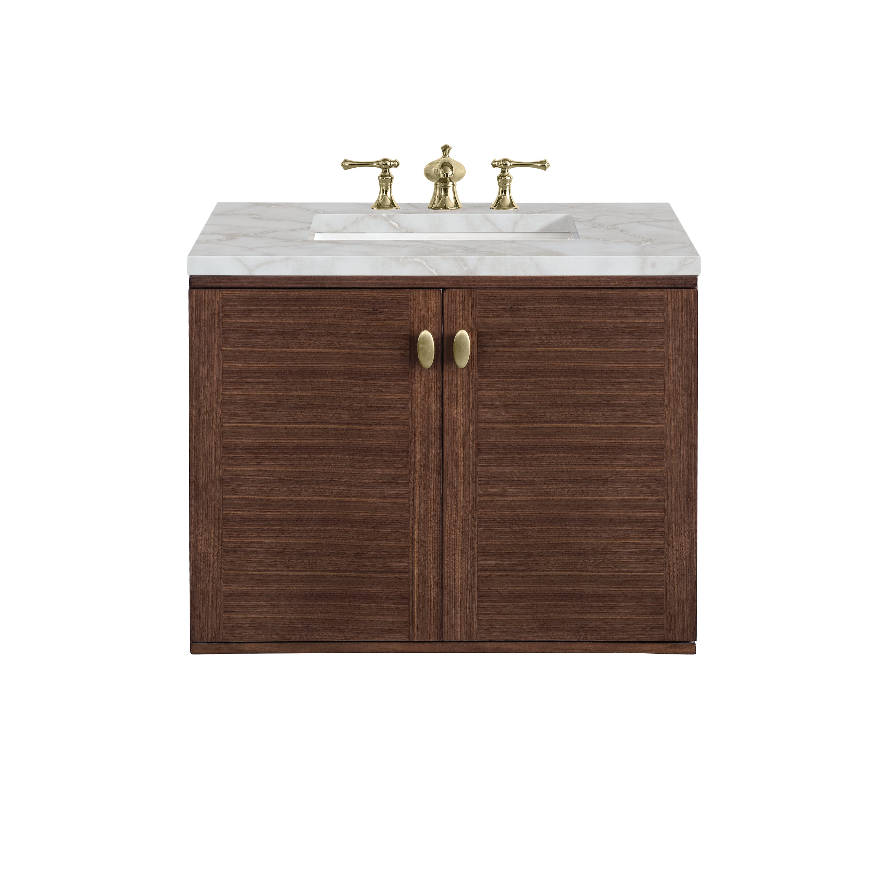 James Martin Amberly 30" Single Vanity in Mid-Century Walnut with 3cm Countertop