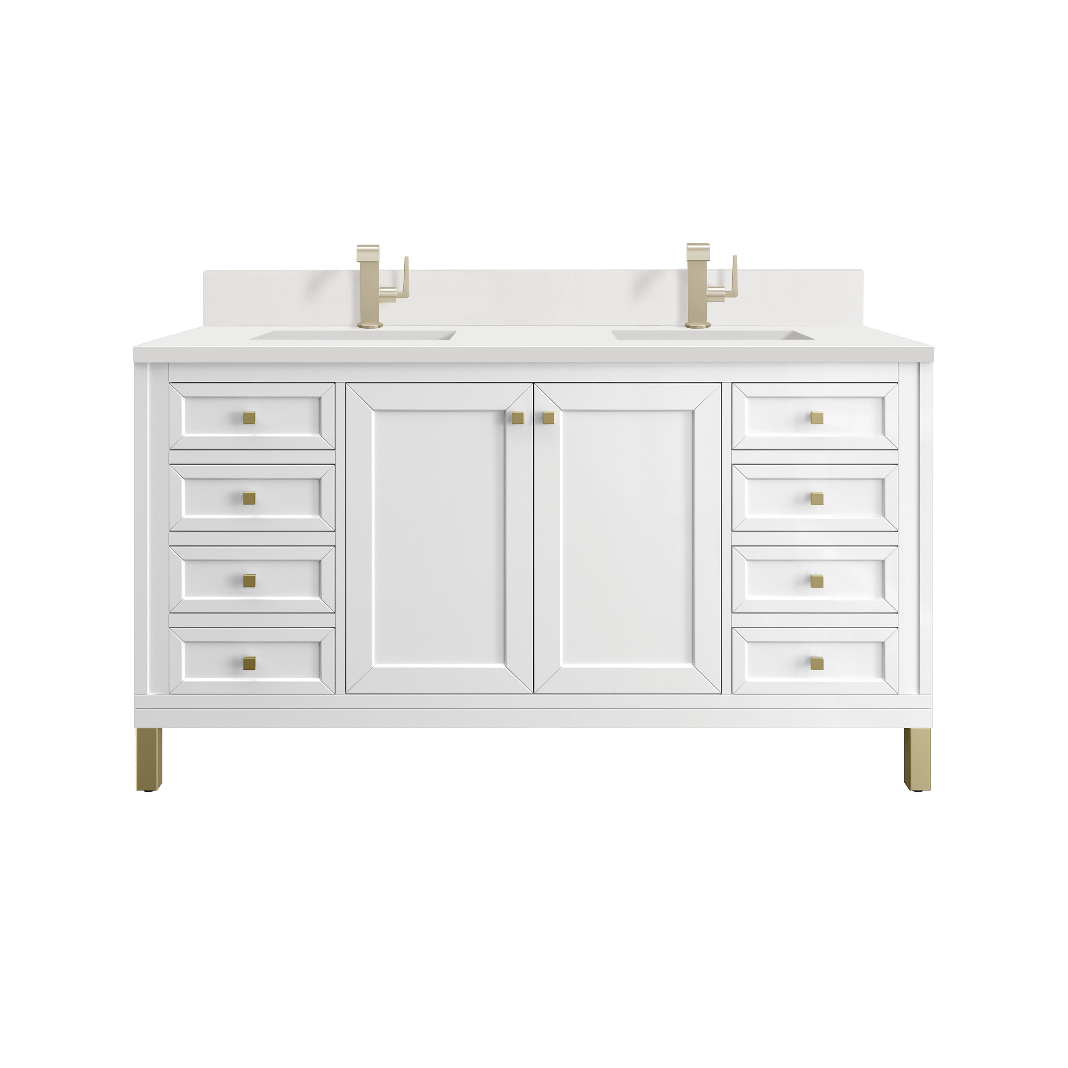 James Martin Chicago 60" Double Vanity in Glossy White with 3cm Countertop