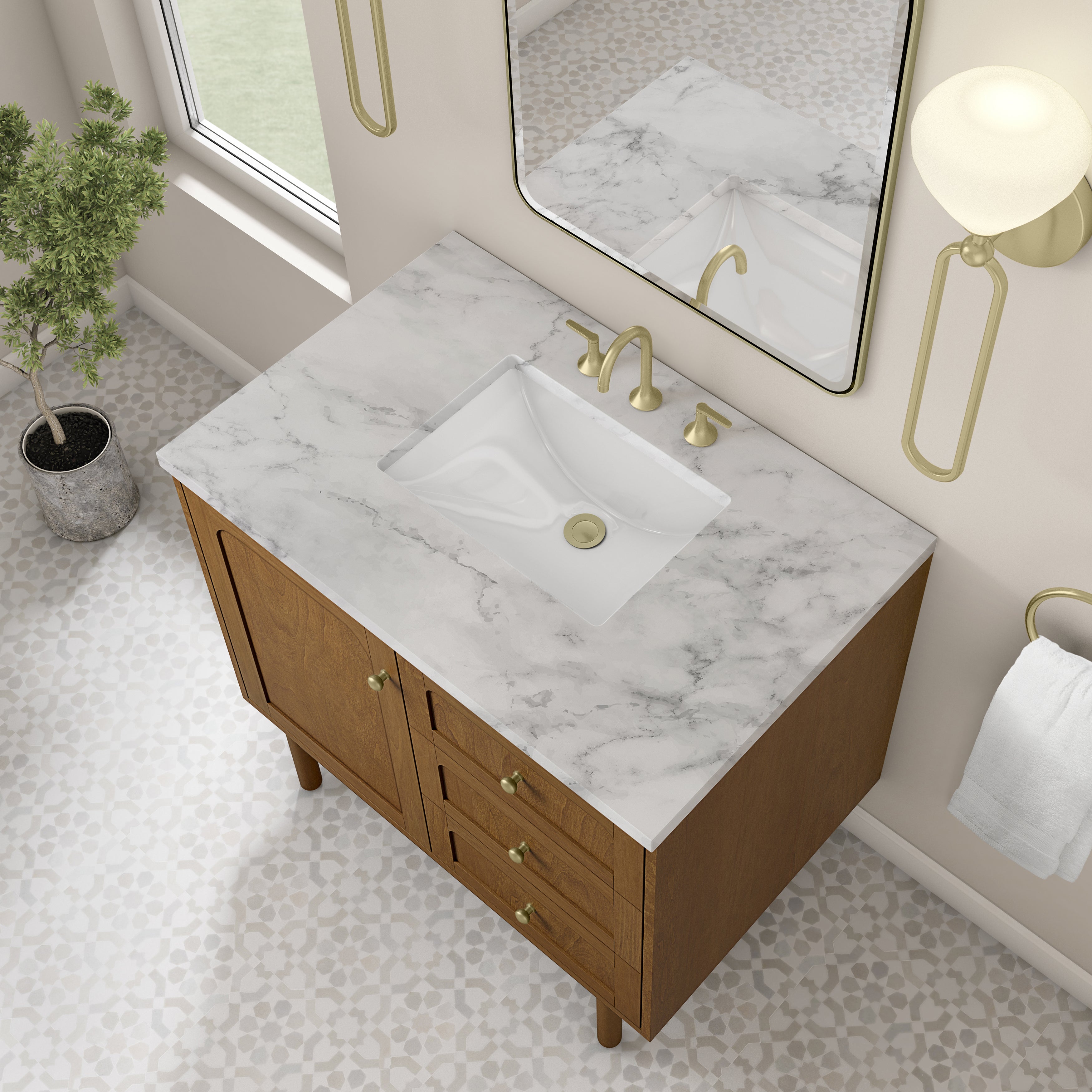 James Martin Laurent 36" Single Vanity in Honey Oak with 3cm Countertop