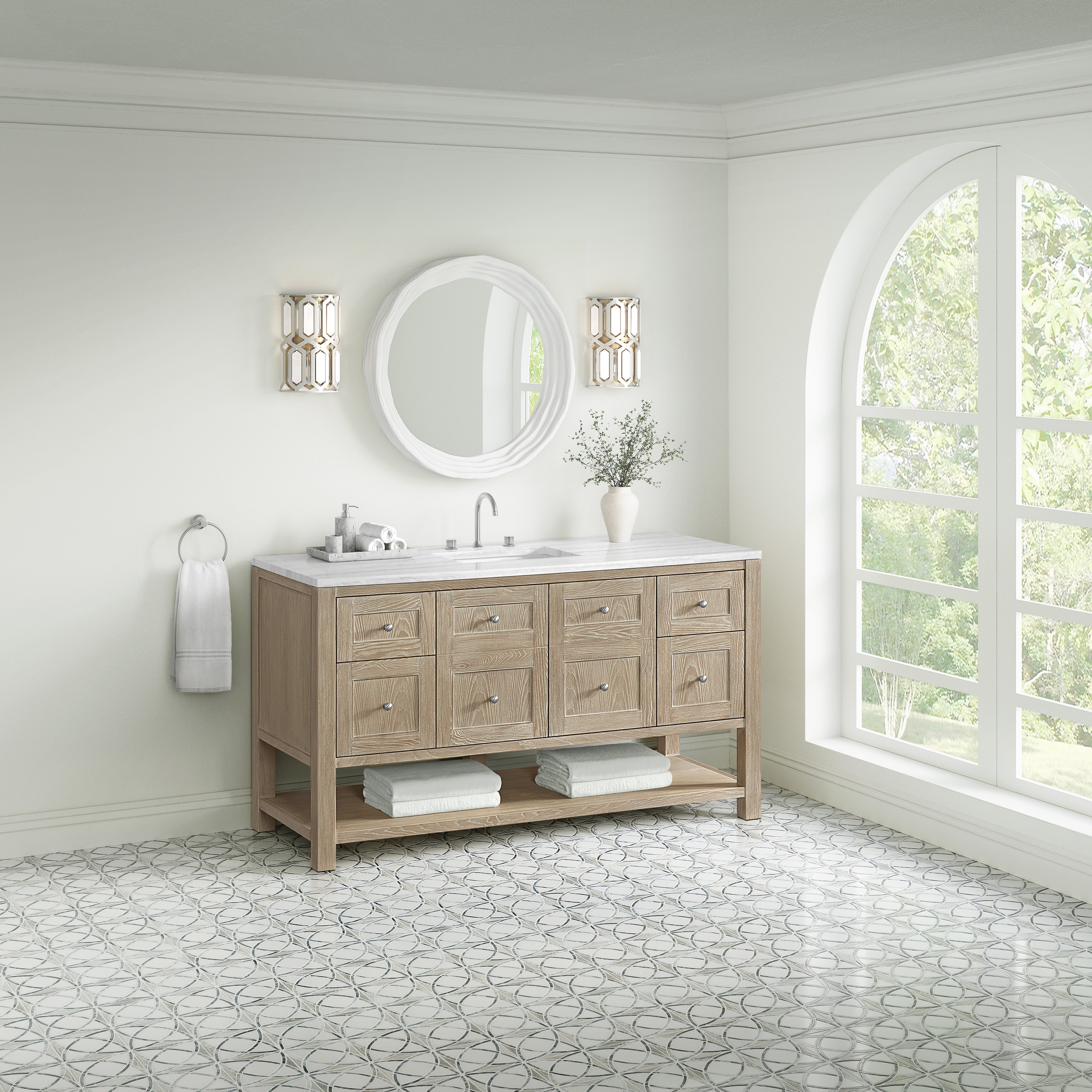 James Martin Breckenridge 60" Single Vanity in Whitewashed Oak with 3cm Countertop