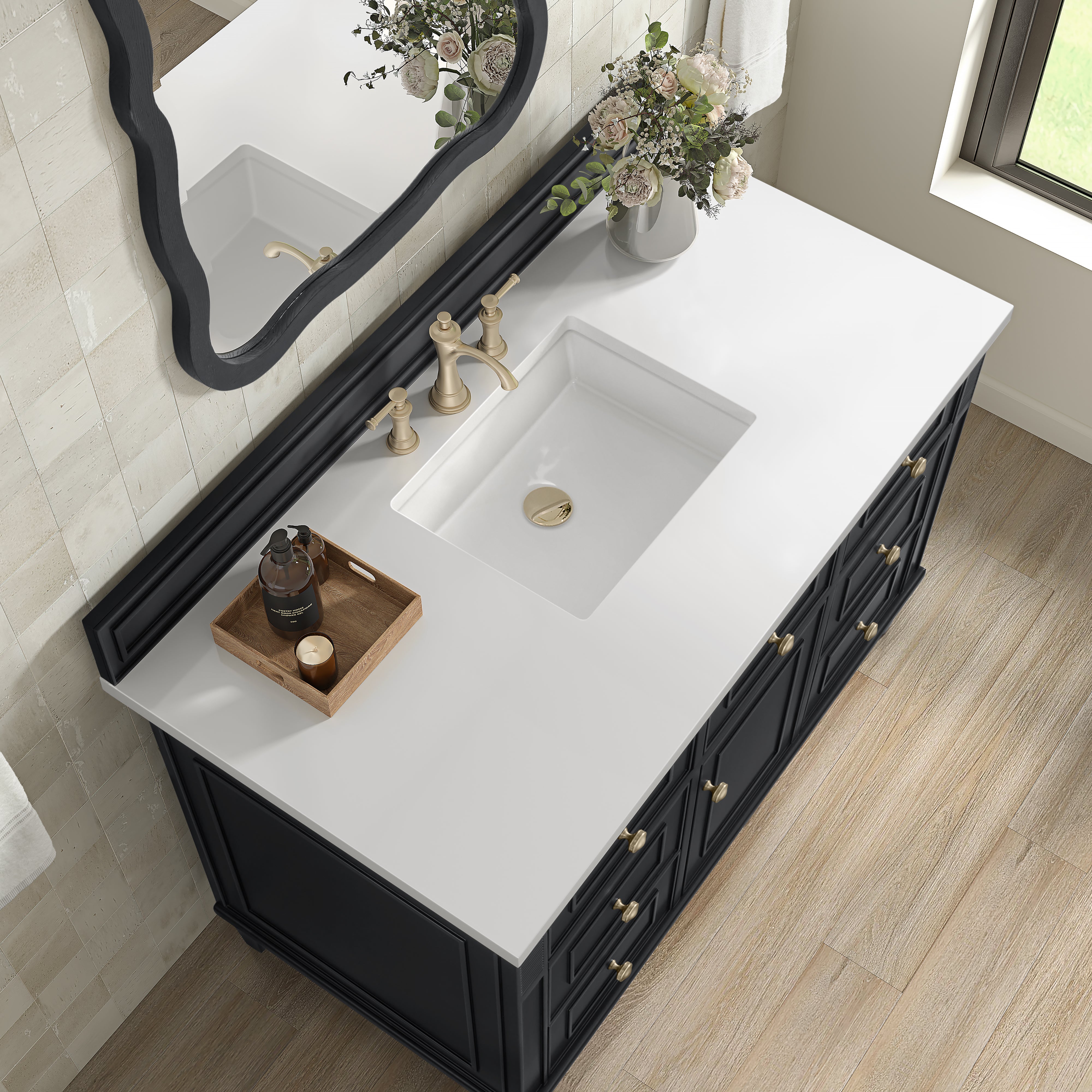 James Martin Lorelai 48" Single Vanity in Black Onyx with 3cm Countertop