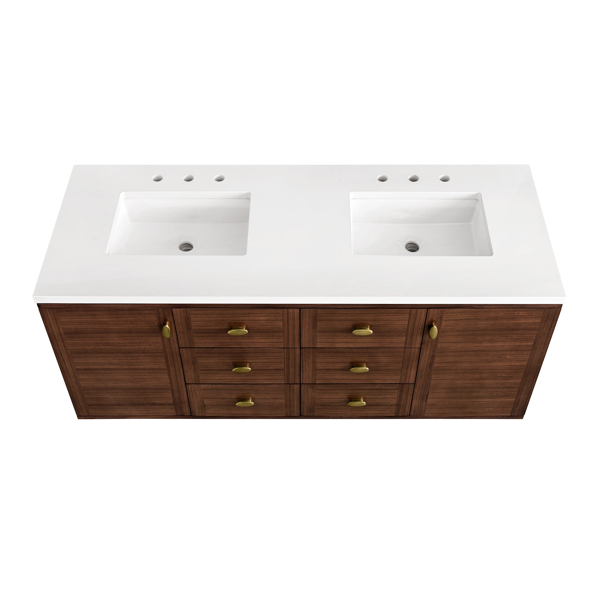 James Martin Amberly 60" Double Vanity in Mid-Century Walnut with 3cm Countertop