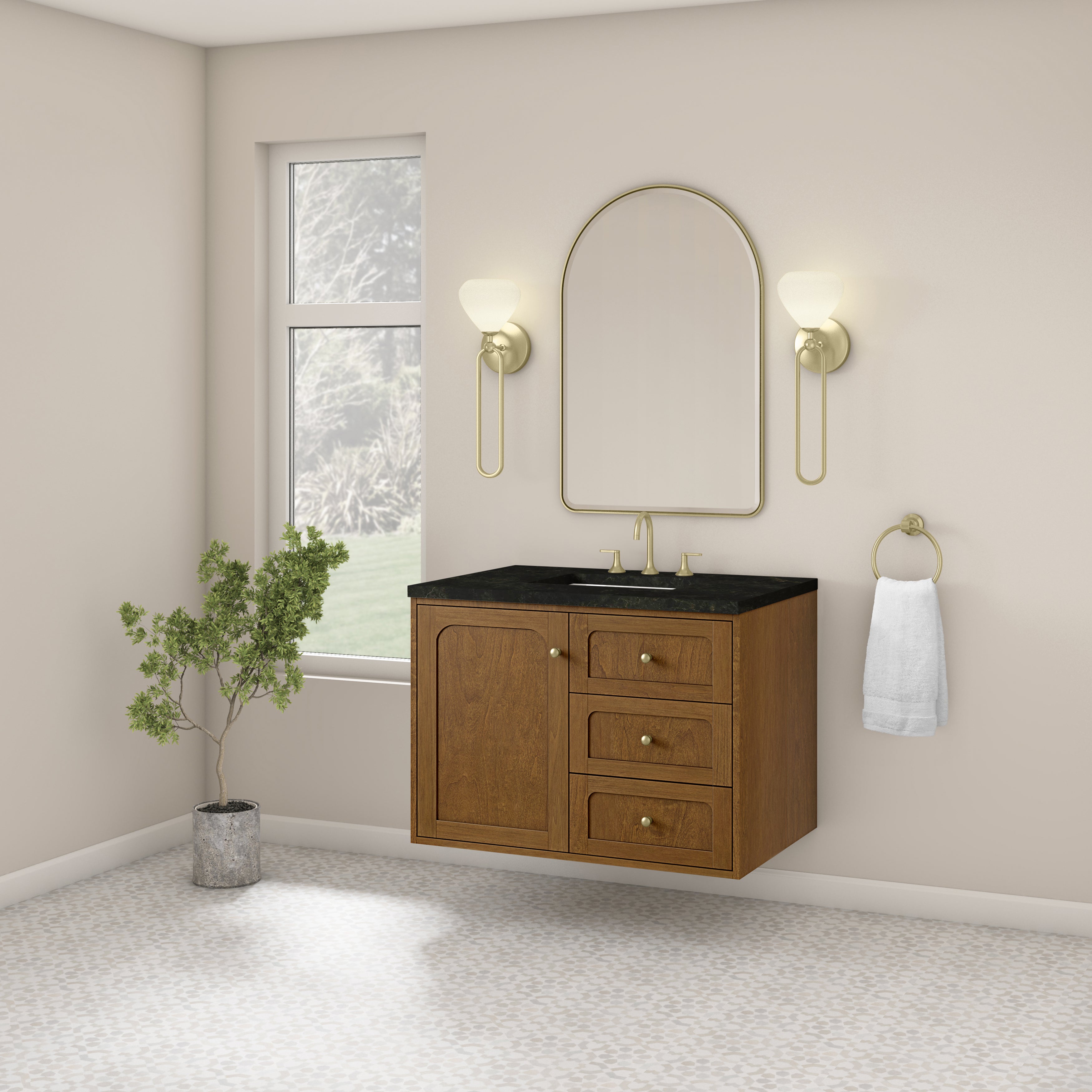 James Martin Laurent 36" Single Vanity in Honey Oak with 3cm Countertop