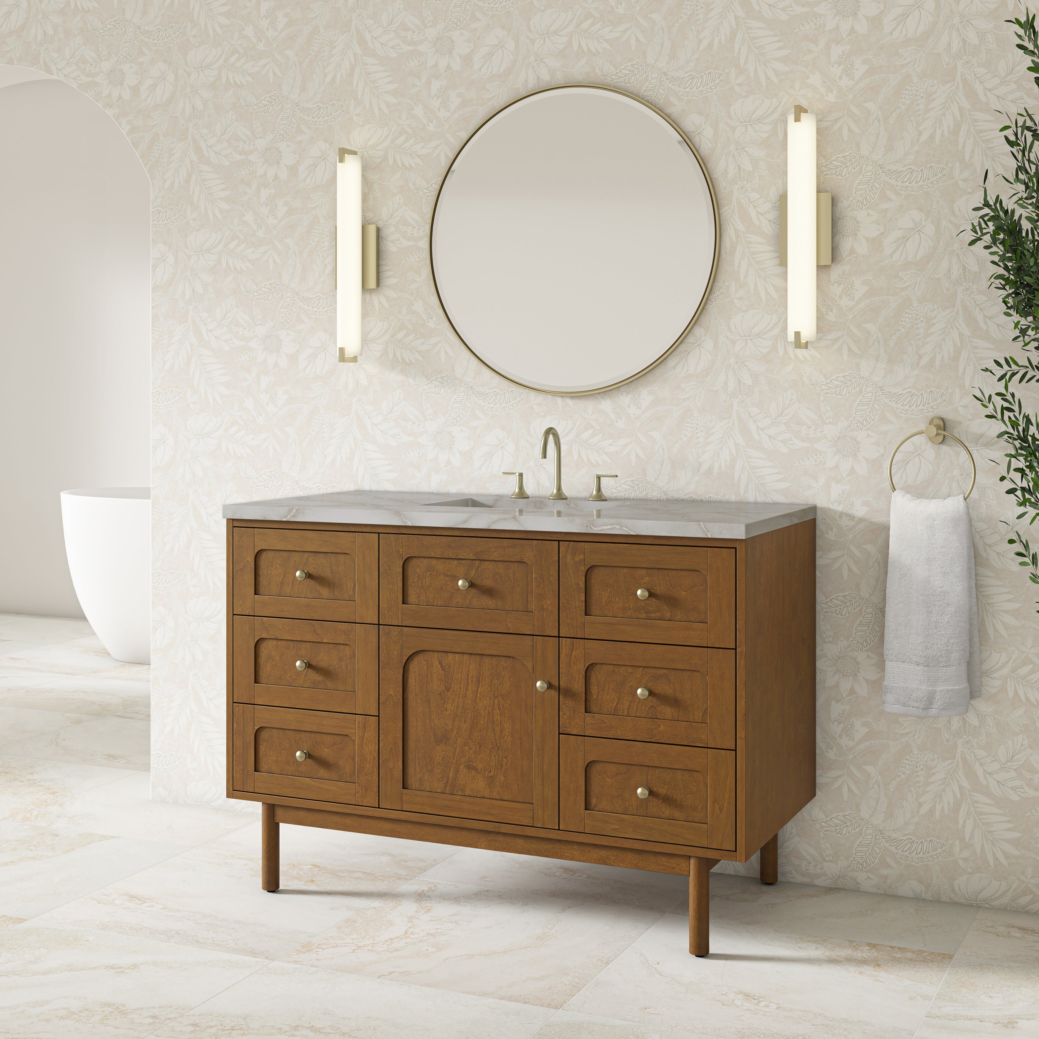 James Martin Laurent 48" Single Vanity in Honey Oak with 3cm Countertop