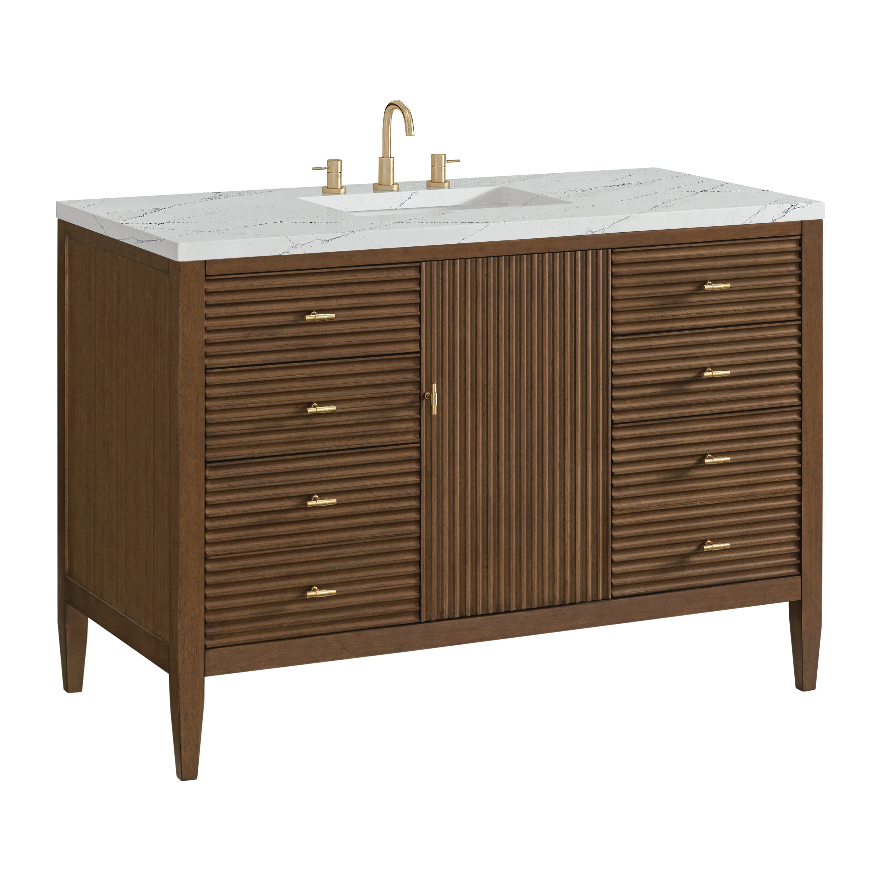 James Martin Myrrin 48" Single Vanity in Mid Century Walnut with 3cm Countertop
