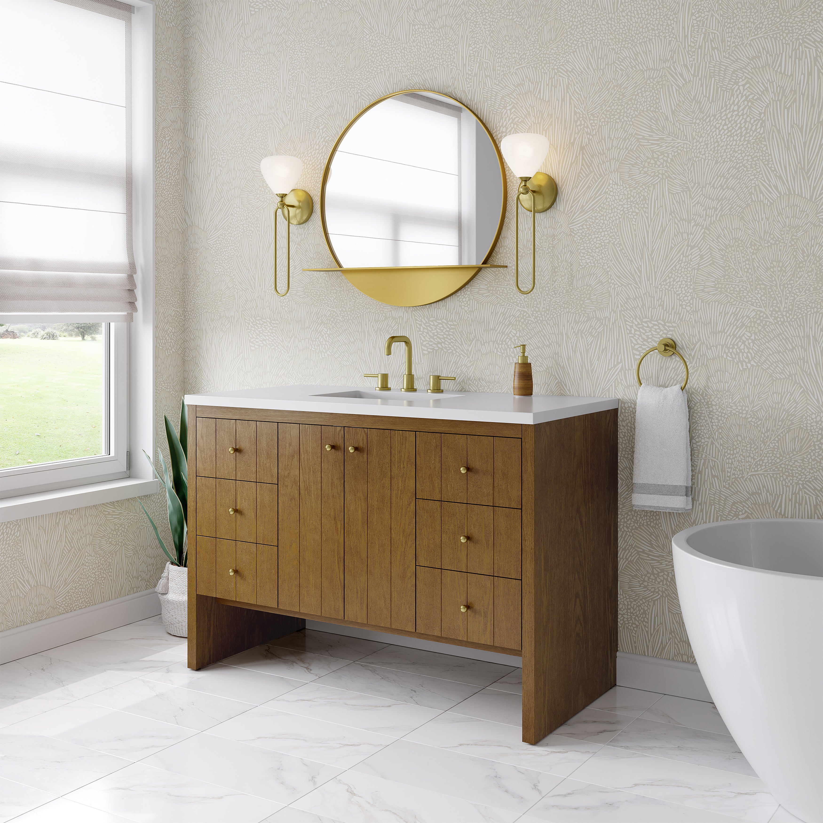 James Martin Hudson 48" Single Vanity in Honey Oak with 3cm Countertop
