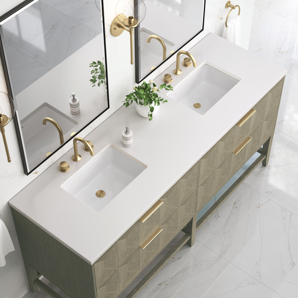 Emmeline 72" Double Vanity Cabinet, Pebble Oak
