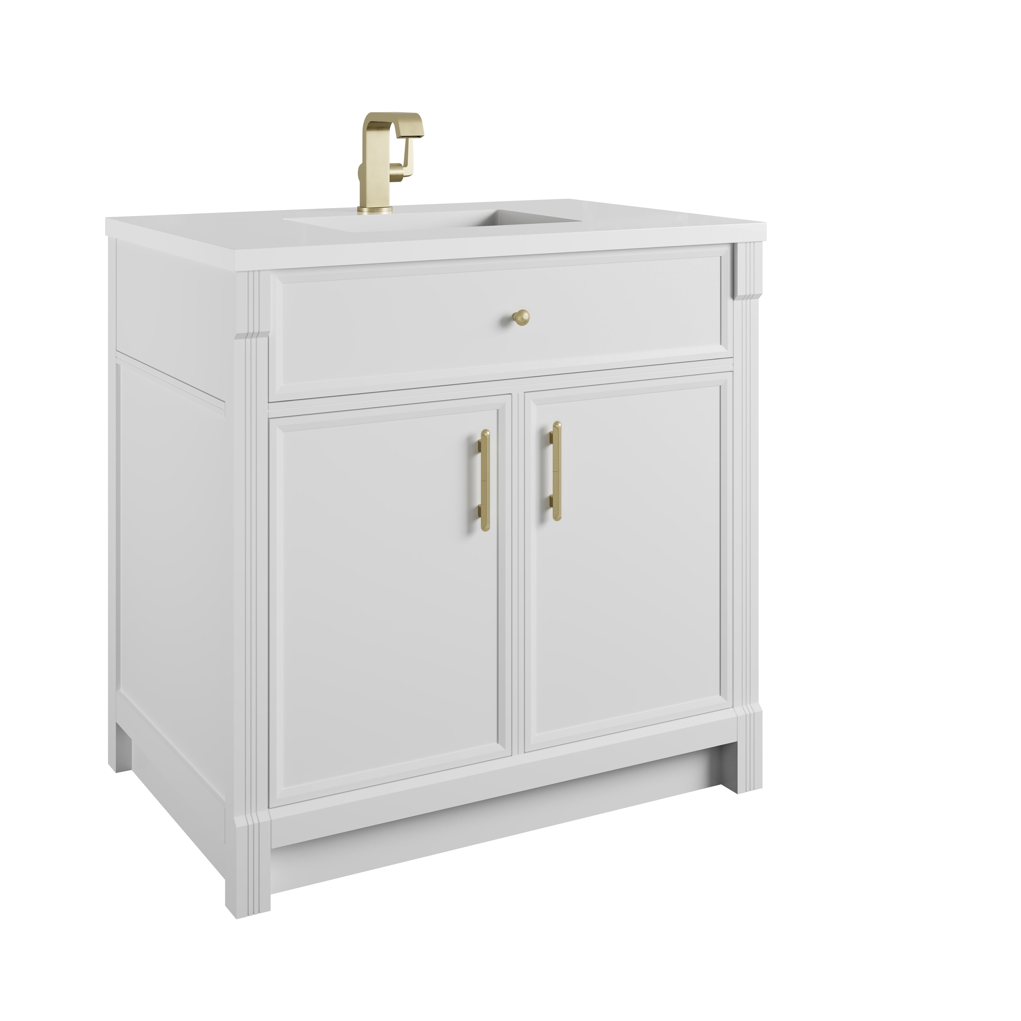 James Martin Bellshire 36" Single Vanity in Bright White with 3cm Countertop