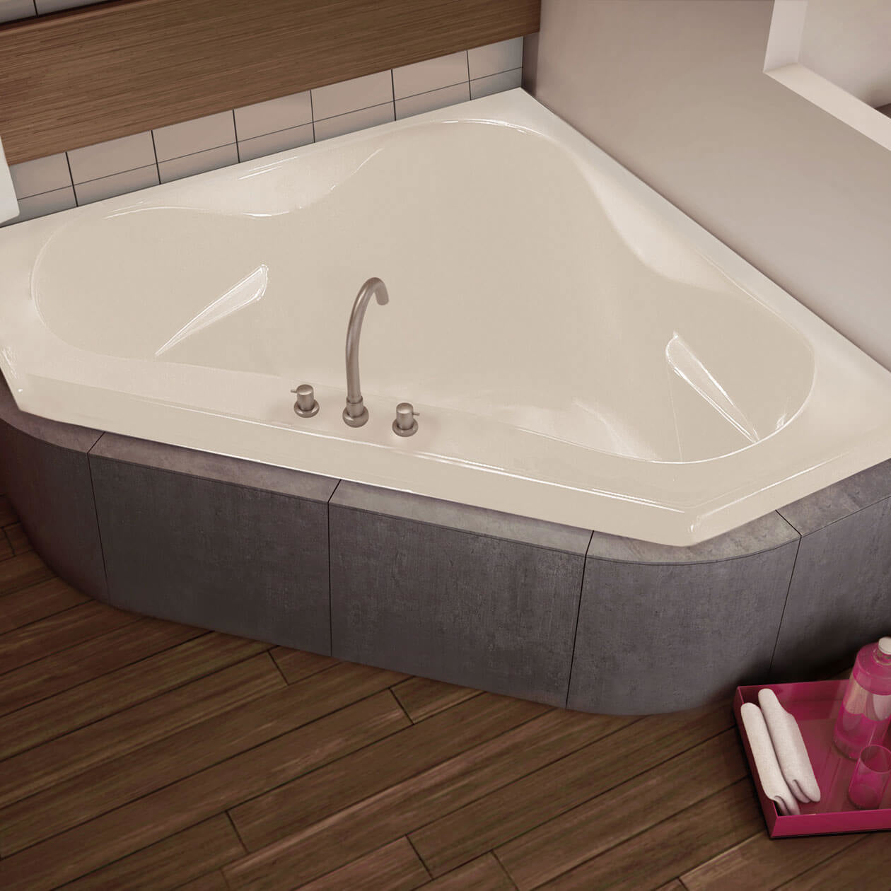 Maax Tryst 59 x 59 Acrylic Corner Center Drain Bathtub