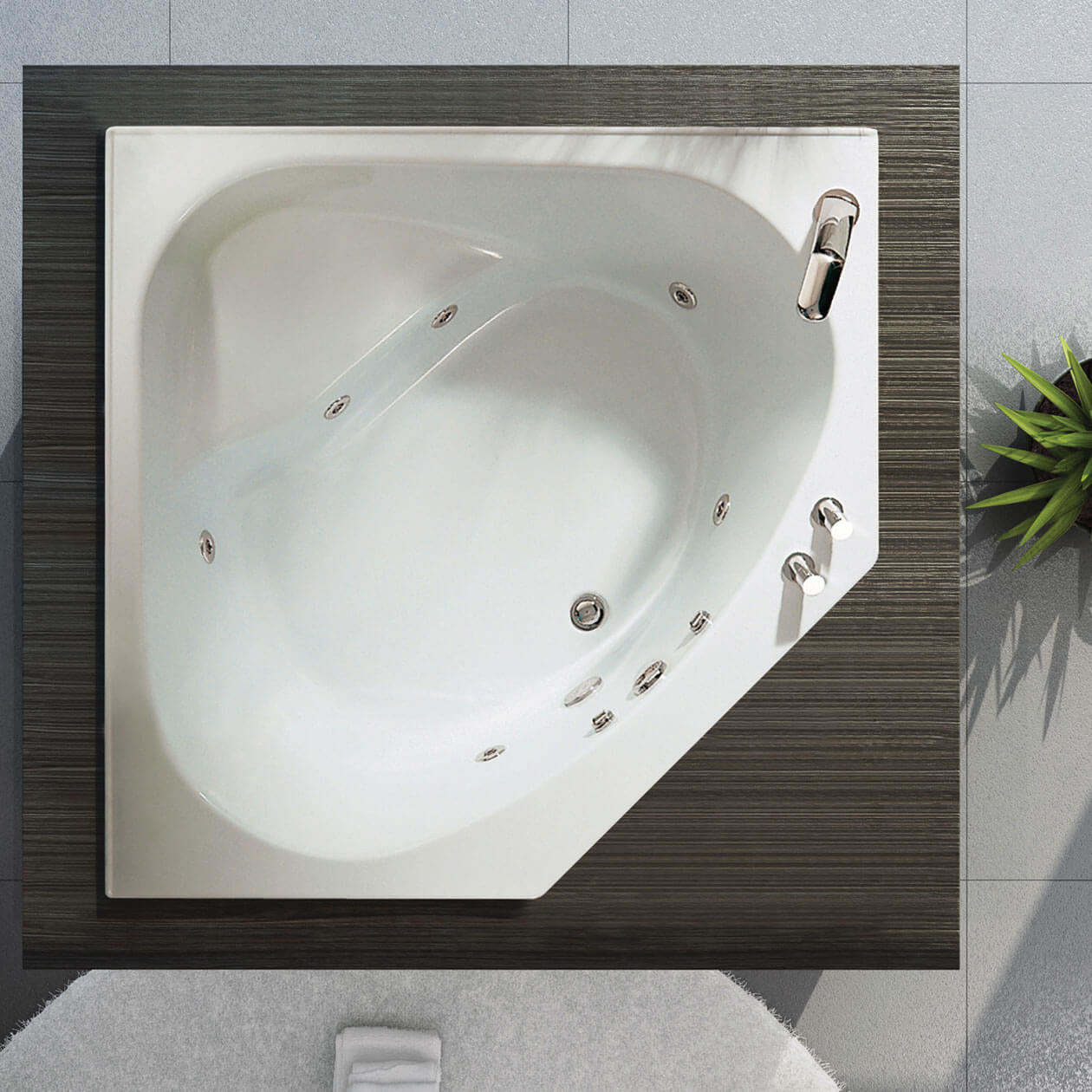 Maax Tandem 5454 Acrylic Corner Center Drain Aeroeffect Bathtub