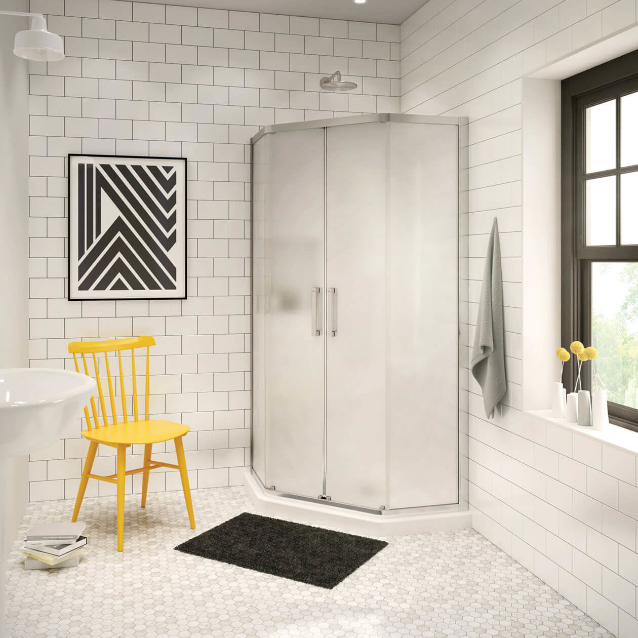 Maax Neo-Angle Base 38 3 in. 38 x 38 Acrylic Corner Left or Right Shower Base with Corner Drain in White