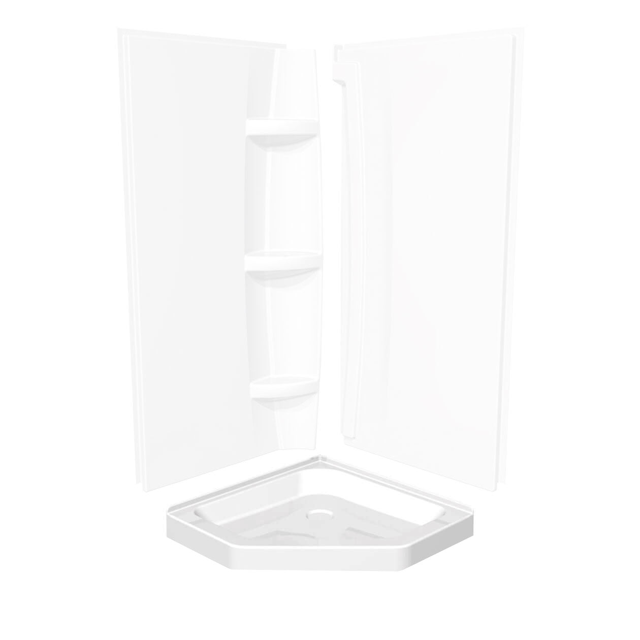 Maax Neo-Angle Base 38 3 in. 38 x 38 Acrylic Corner Left or Right Shower Base with Corner Drain in White