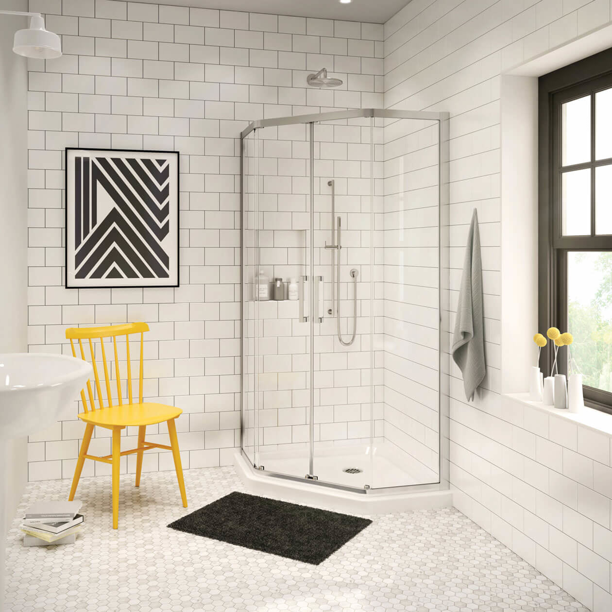 Maax Neo-Angle Base 38 3 in. 38 x 38 Acrylic Corner Left or Right Shower Base with Corner Drain in White