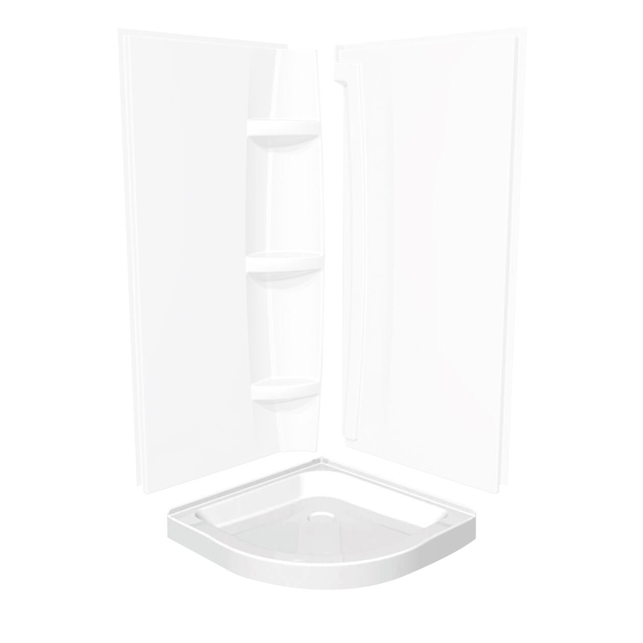 Maax Neo-Round Base 32 3 in. 32 x 32 Acrylic Corner Left or Right Shower Base with Corner Drain