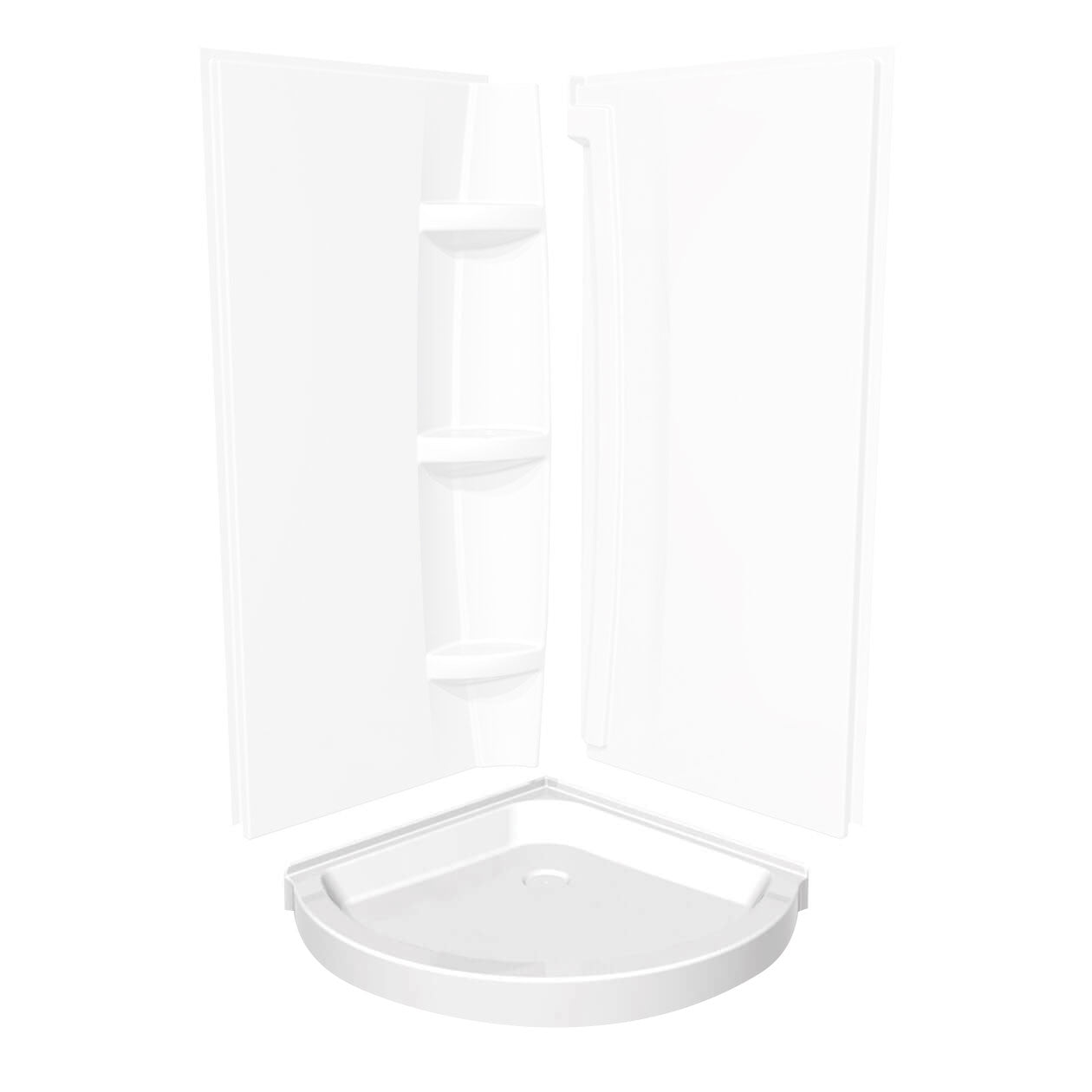 Maax Round Base 36 3 in. 36 x 36 Acrylic Corner Left or Right Shower Base with Corner Drain