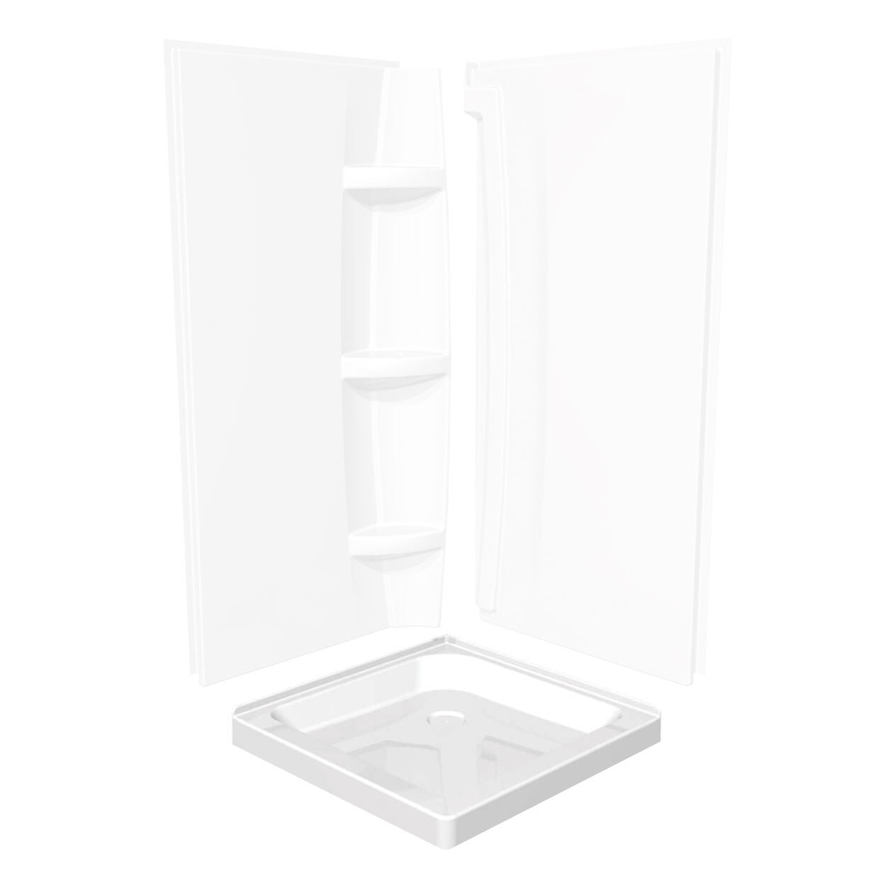 Maax Square Base 36 3 in. 36 x 36 Acrylic Corner Left or Right Shower Base with Corner Drain