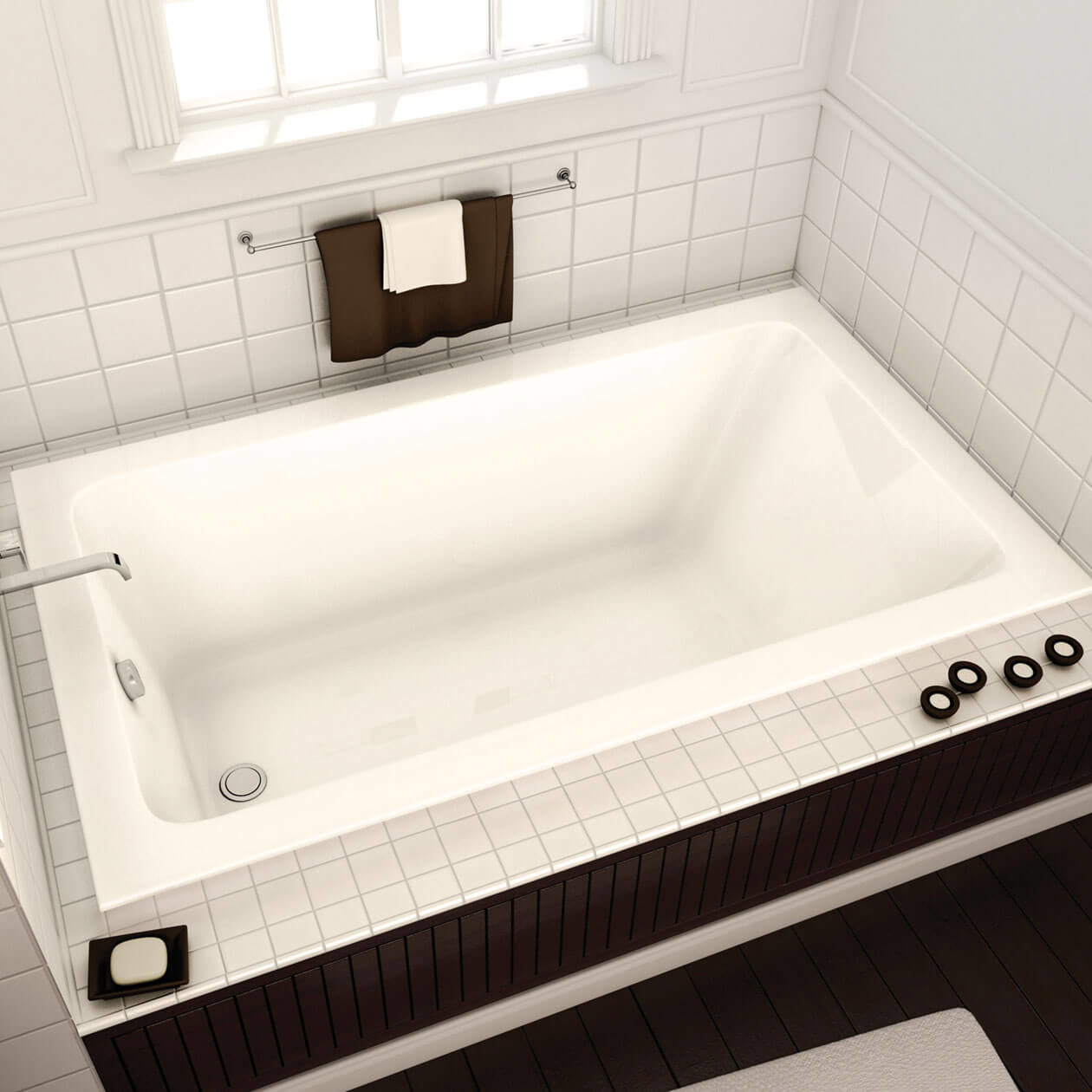 Maax Pose 6632 Acrylic Drop-in End Drain Bathtub in White