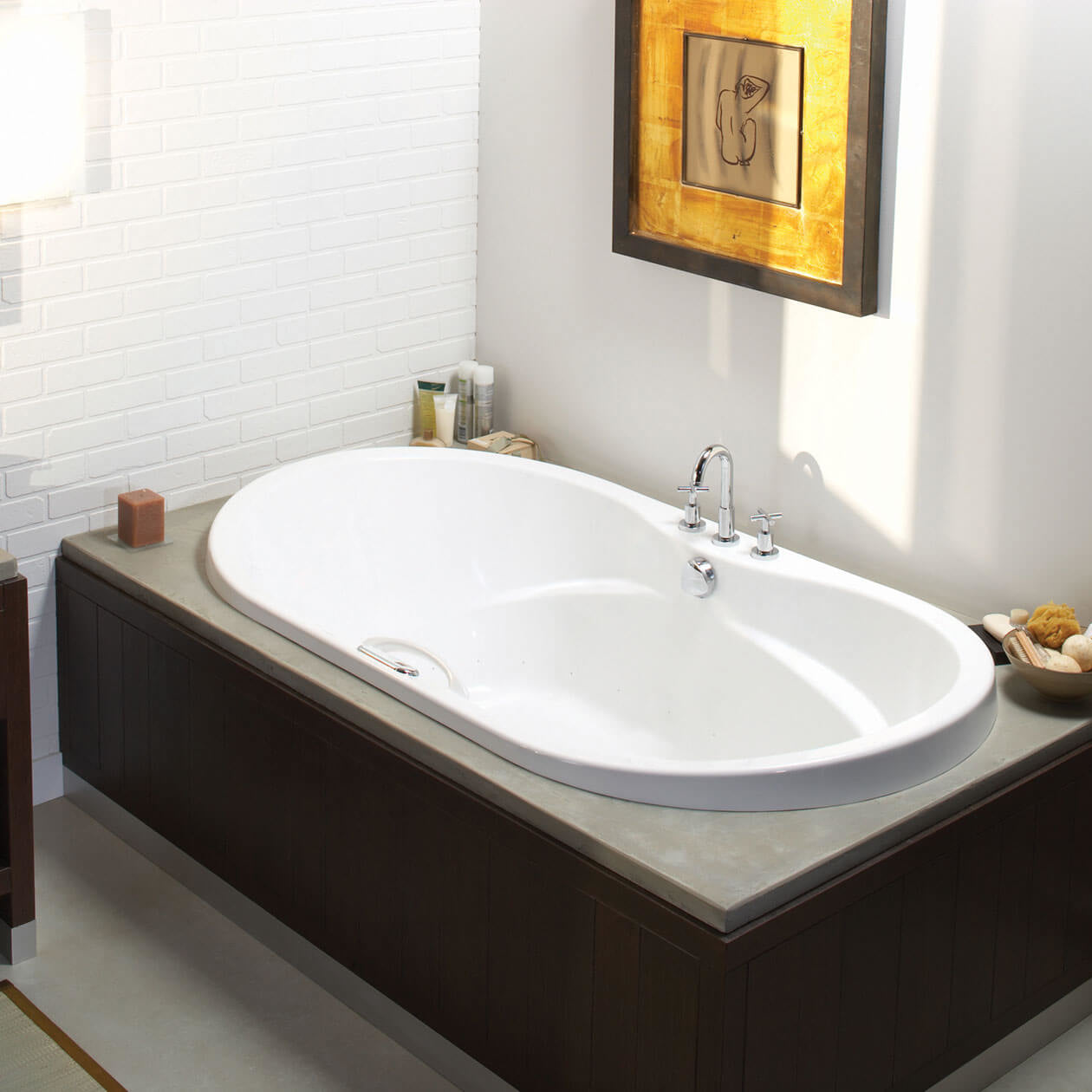 Maax Living 6042 Acrylic Drop-in Center Drain Bathtub in White
