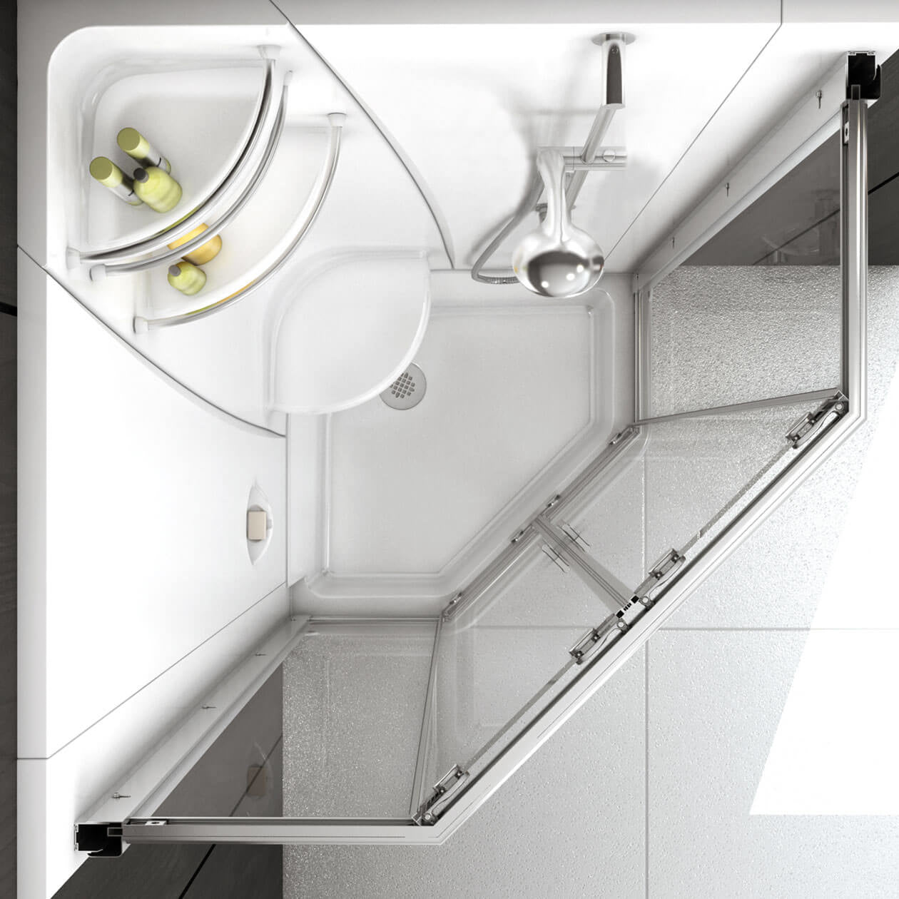 Maax Freestyle 37 Neo-Angle 37 x 37 Acrylic Corner Center Drain Two-Piece Shower