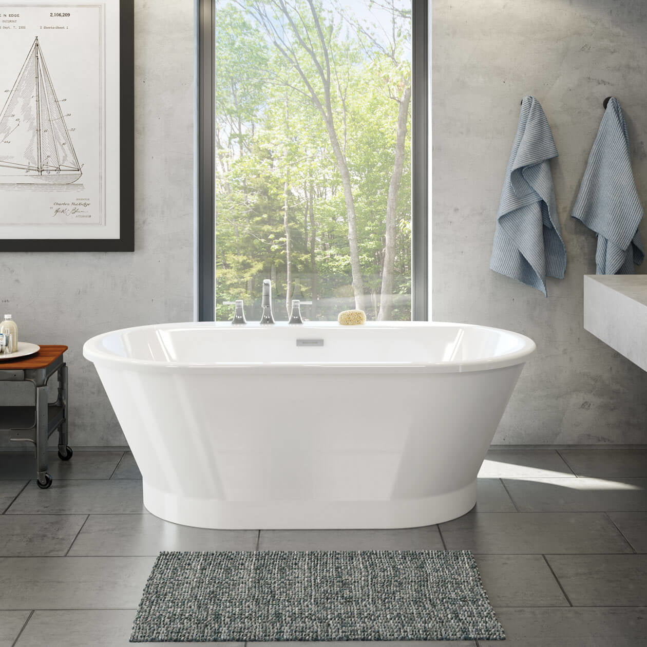 Maax Brioso 6636 AcrylX Freestanding Center Drain Bathtub