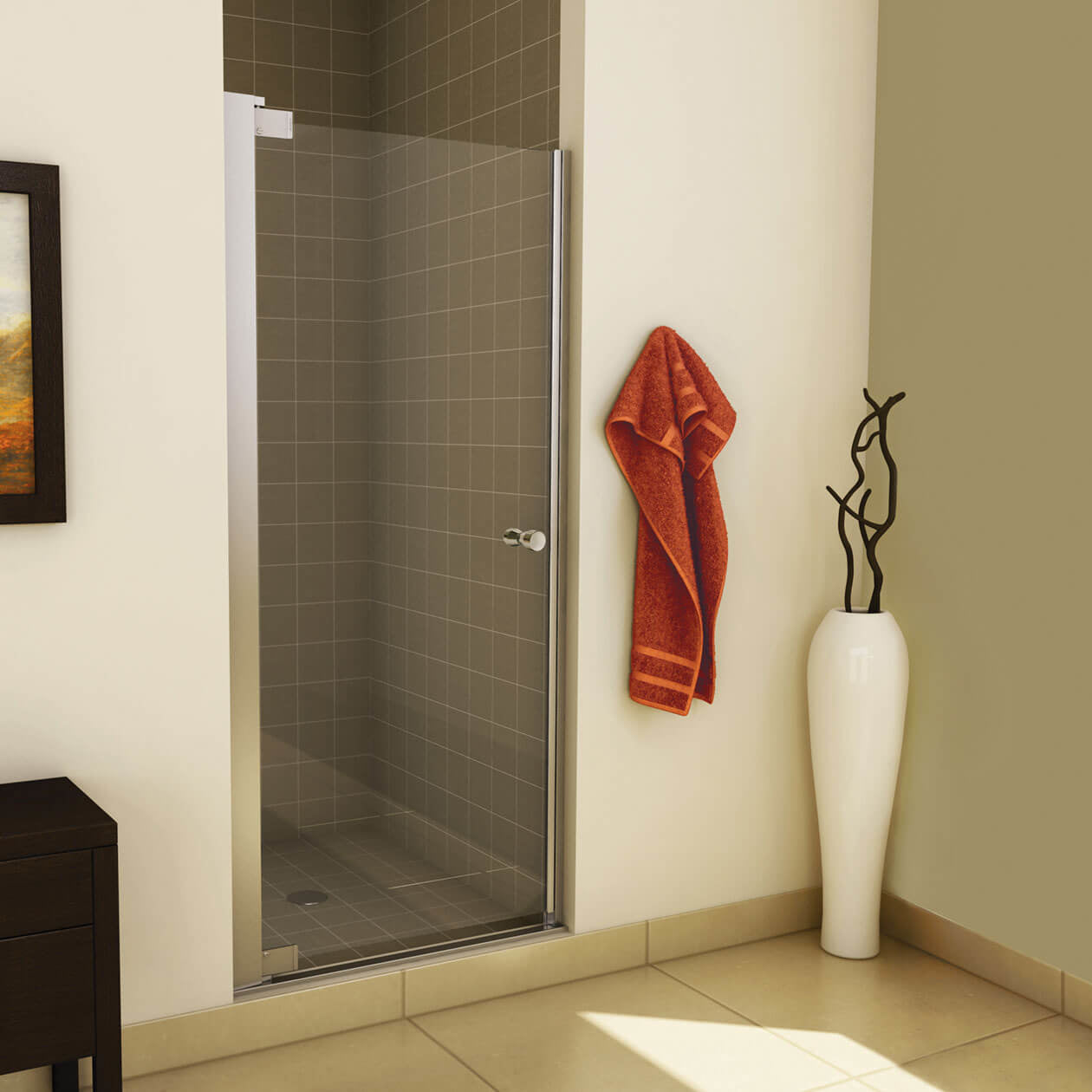 Maax Madono 34 ½-36 ½ x 67 in. 6 mm Pivot Shower Door for Alcove Installation with Clear glass in Chrome